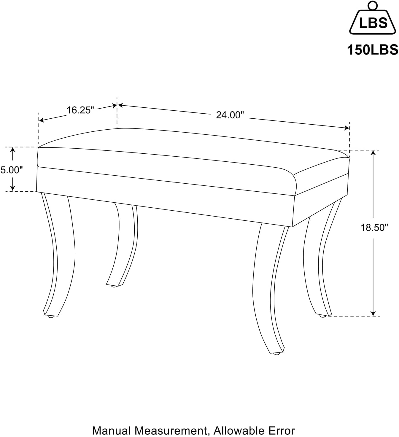 Glitzhome Modern Style White Faux Fur Ottoman Footrest Stool Vanity Stool with Acrylic Legs Accent Bench for Bedroom