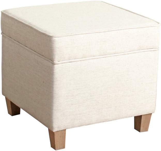 HomePop Leatherette Tufted Square Storage Ottoman with Hinged Lid, Brown Small