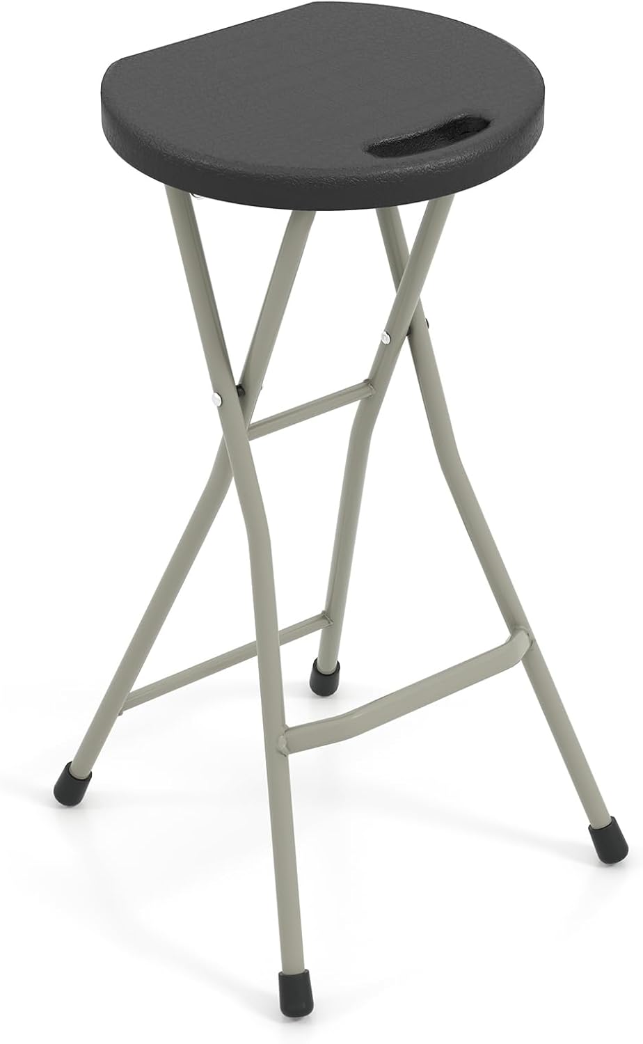 GYMAX Folding Stool, 28in Portable Collapsible Bar Stool with Handle & Steel Frame, 330lbs Sturdy Foldable Lightweight Metal Chair for Outdoor/Indoor Kitchen Home Bar, Assembly Free (Set of 1, 28inch)