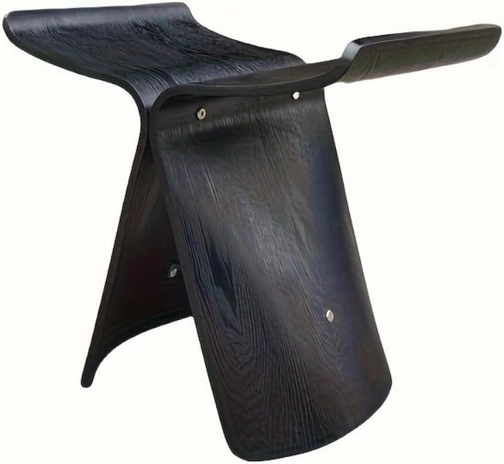 Chic Vintage Butterfly Stool - Solid Wood, Armless, Backless Design for Living Room & Entryway - Elegant Storage Solution (Walnut)