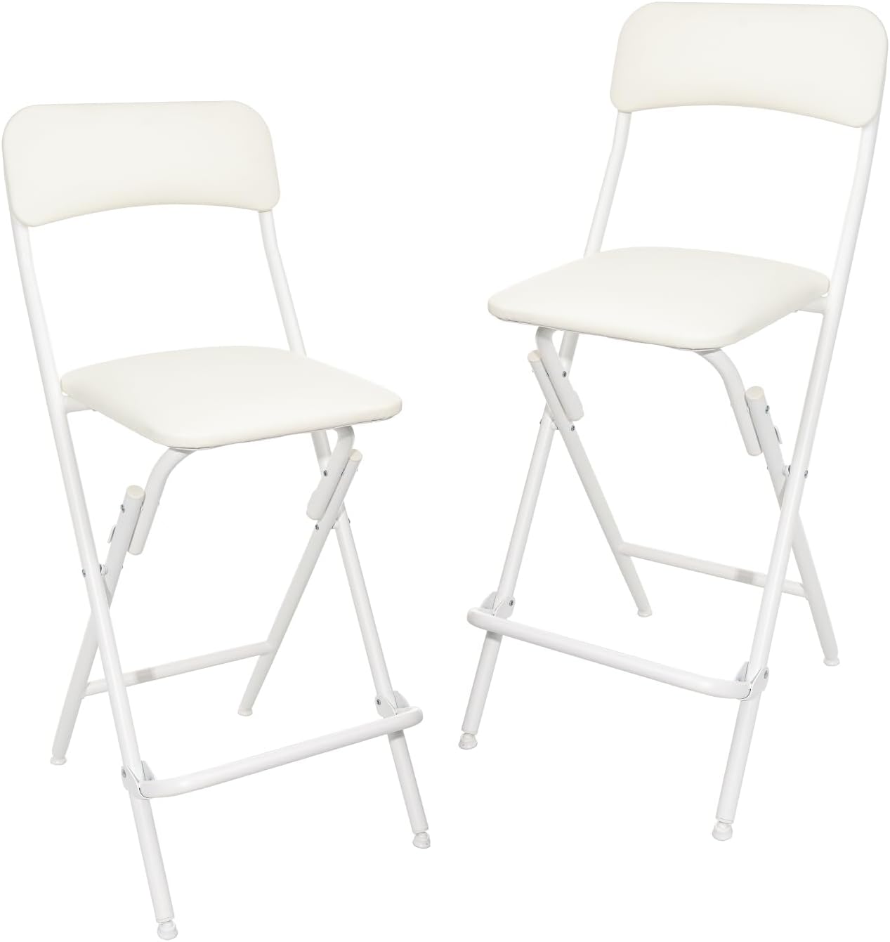 Amazon Basics Folding Stool with footrest, 300lb Capacity, 24" Height, Black, Set of 2