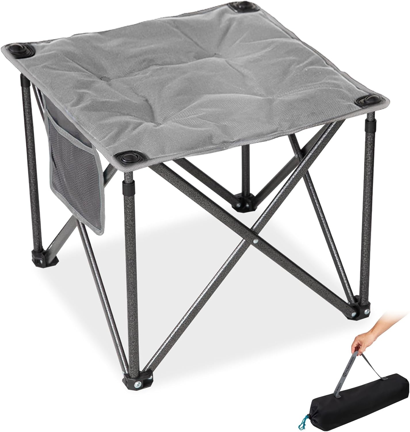 FUNDANGO Folding Camping Stool, 18.1 Inch Oversized Foot Rest 400 Lbs Heavy Duty Portable Padded Stools Seat Anti-Slip Foots & Carry Strap for Fishing Outdoor Lawn Travel (Blue)