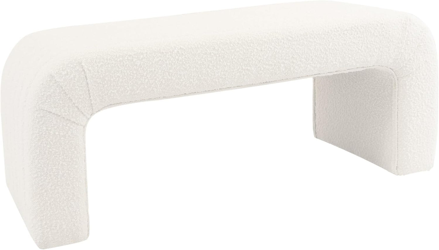 HomePop Modern Channel Tufted Ottoman Home Décor|Ottoman for Living Room & Bedroom - Cream Boucle