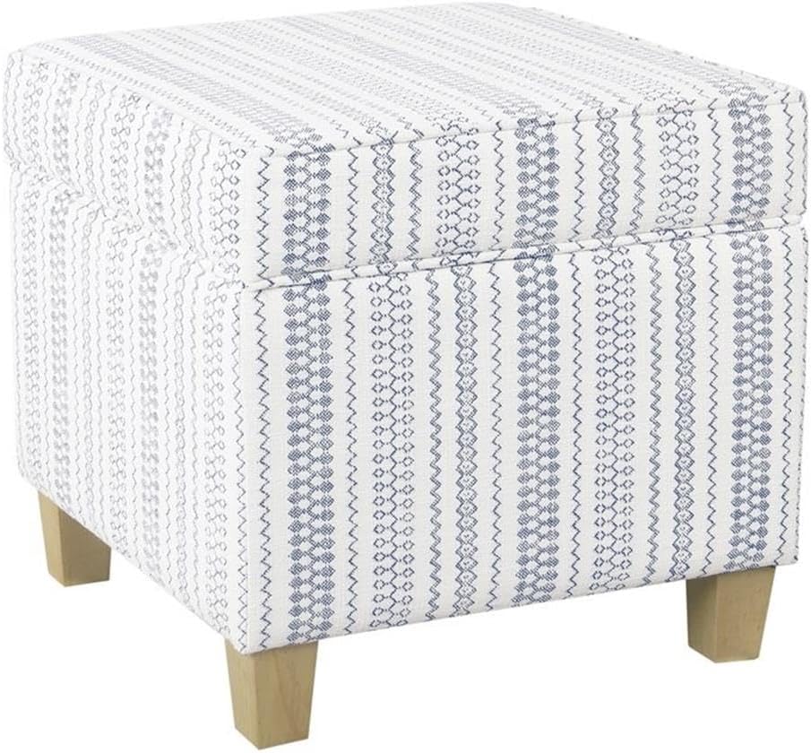 HomePop Leatherette Tufted Square Storage Ottoman with Hinged Lid, Brown Small