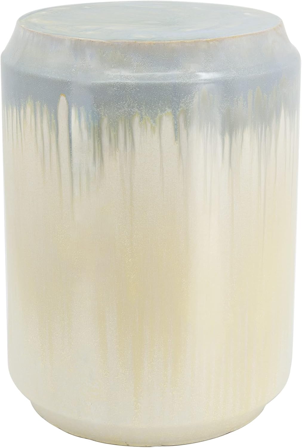 A&B Home Stool - Cream Round Ceramic Stool, Decorative Multipurpose Side Table, Living Room Bedroom Accent Table Plant Stand, 14" x 14" x 20"