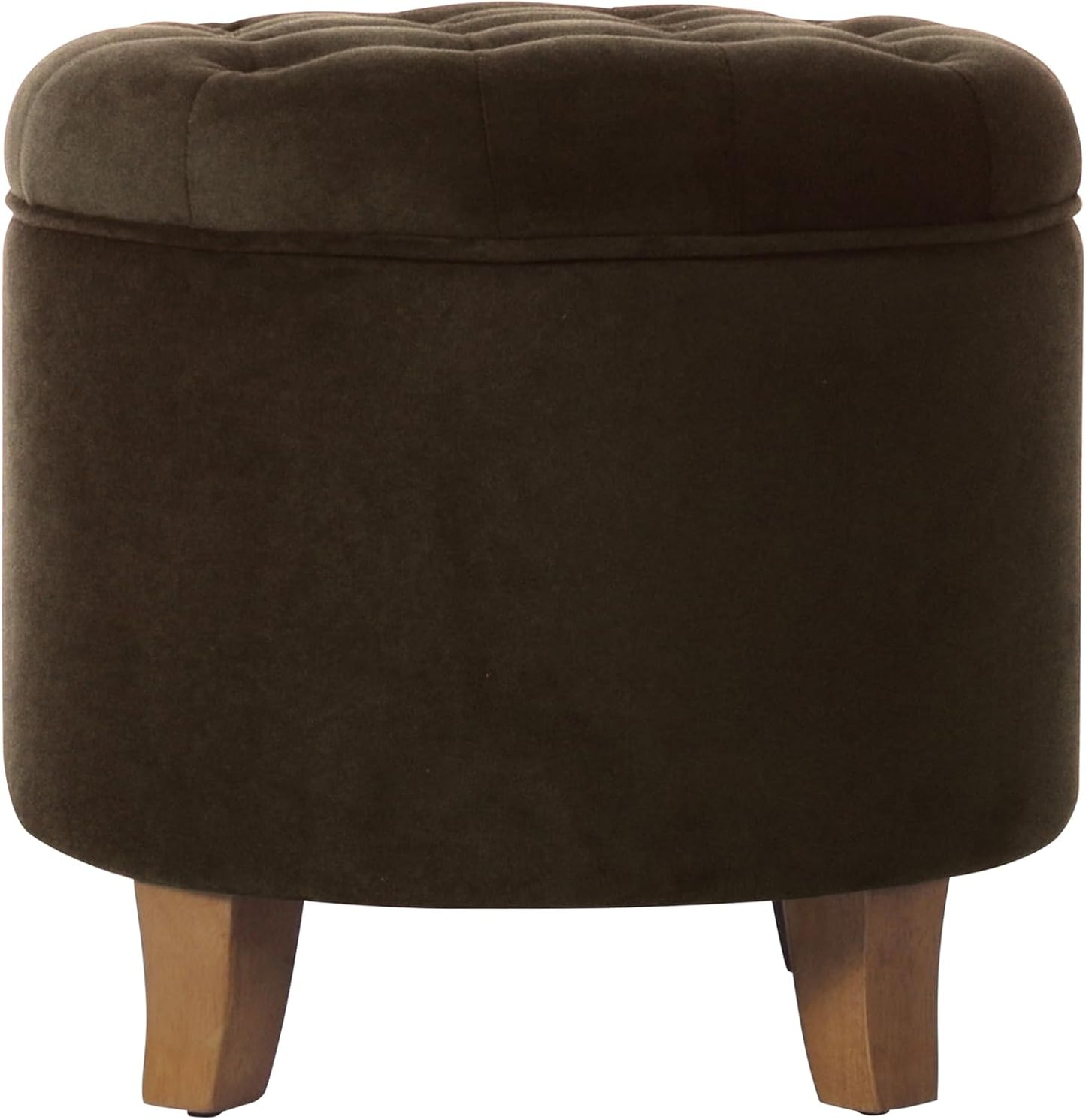 HomePop by Kinfine Fabric Upholstered Round Storage Ottoman - Button Tufted Ottoman with Removable Lid, Teal Woven