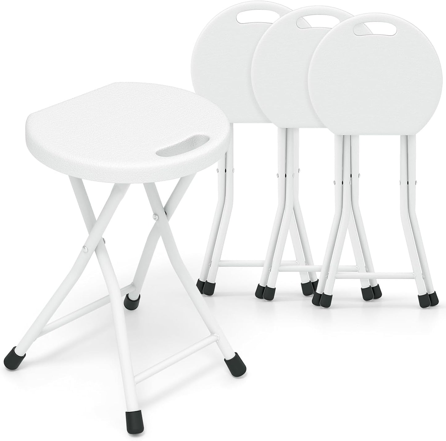 GYMAX Folding Stool, 28in Portable Collapsible Bar Stool with Handle & Steel Frame, 330lbs Sturdy Foldable Lightweight Metal Chair for Outdoor/Indoor Kitchen Home Bar, Assembly Free (Set of 1, 28inch)