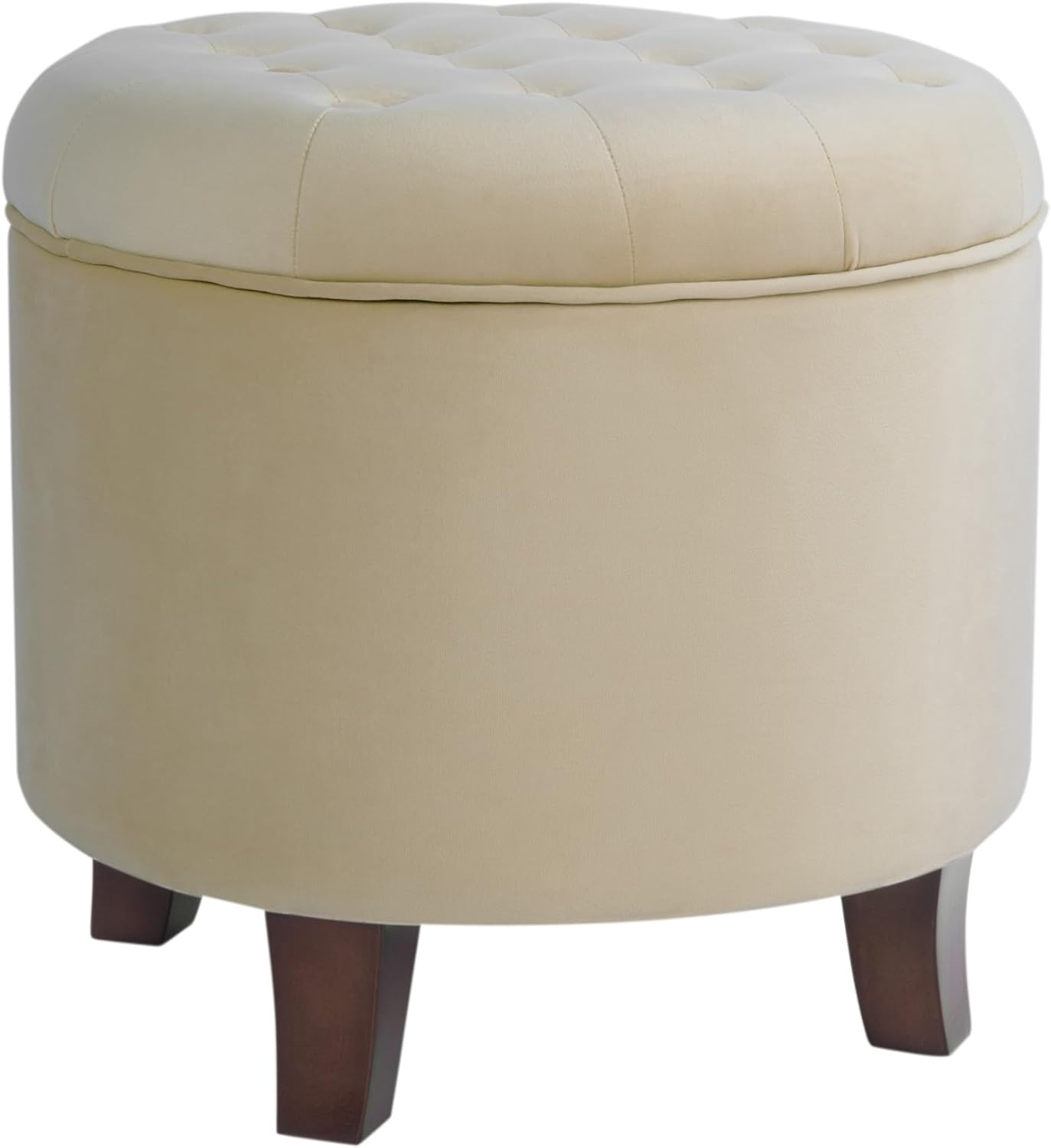 HomePop by Kinfine Fabric Upholstered Round Storage Ottoman - Button Tufted Ottoman with Removable Lid, Teal Woven