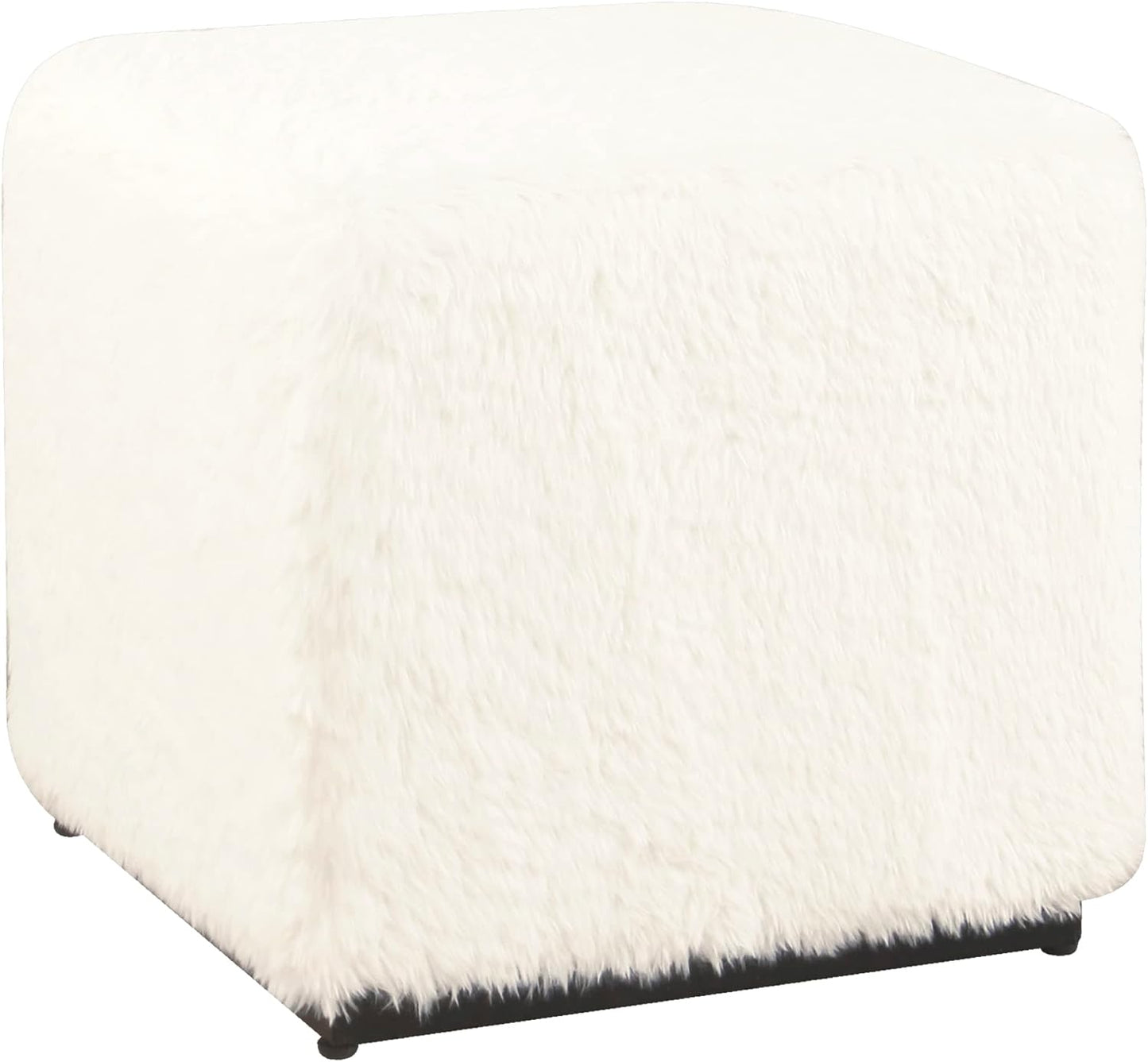 HomePop Leatherette Tufted Square Storage Ottoman with Hinged Lid, Brown Small