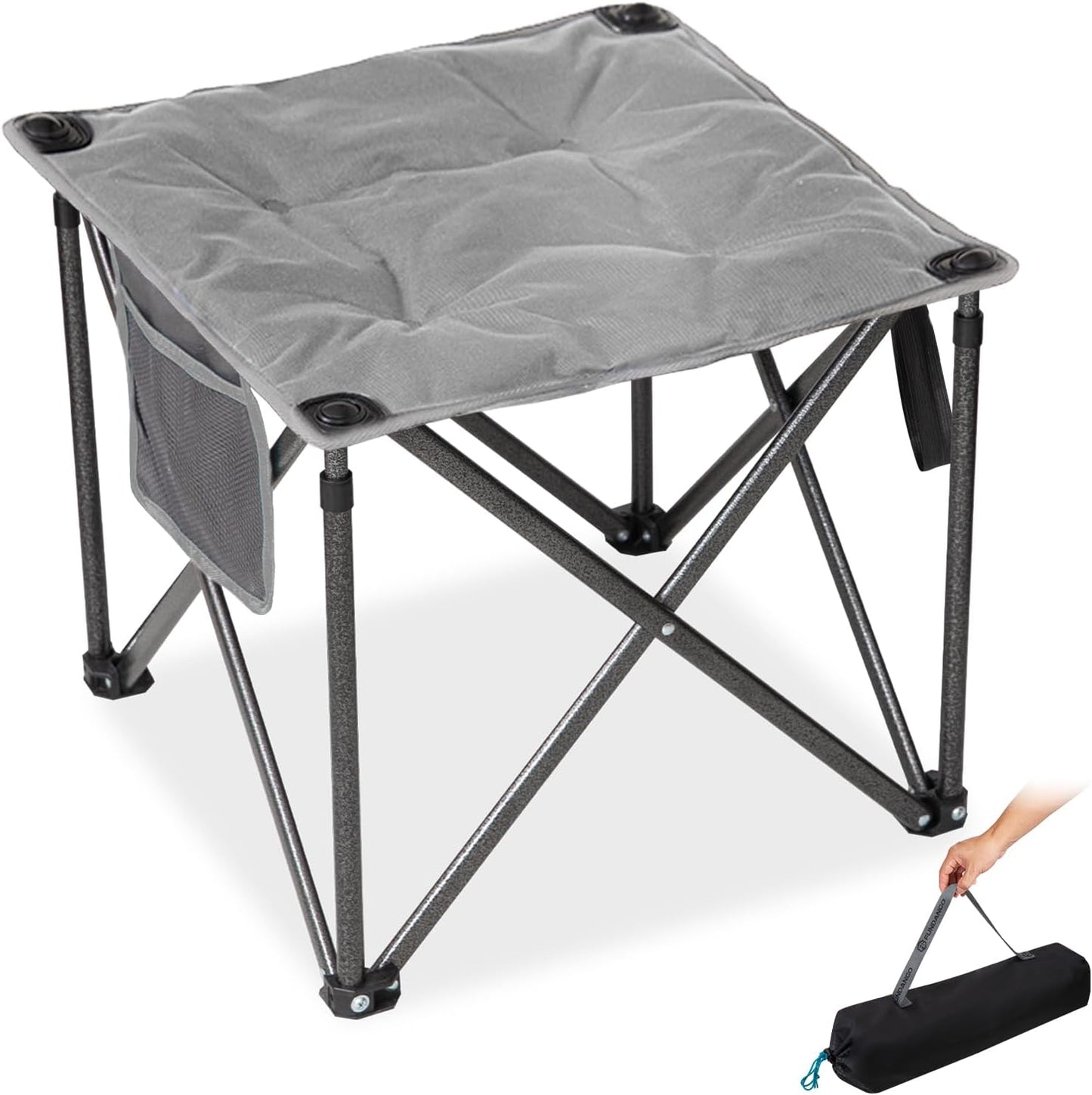 FUNDANGO Folding Camping Stool, 18.1 Inch Oversized Foot Rest 400 Lbs Heavy Duty Portable Padded Stools Seat Anti-Slip Foots & Carry Strap for Fishing Outdoor Lawn Travel (Blue)