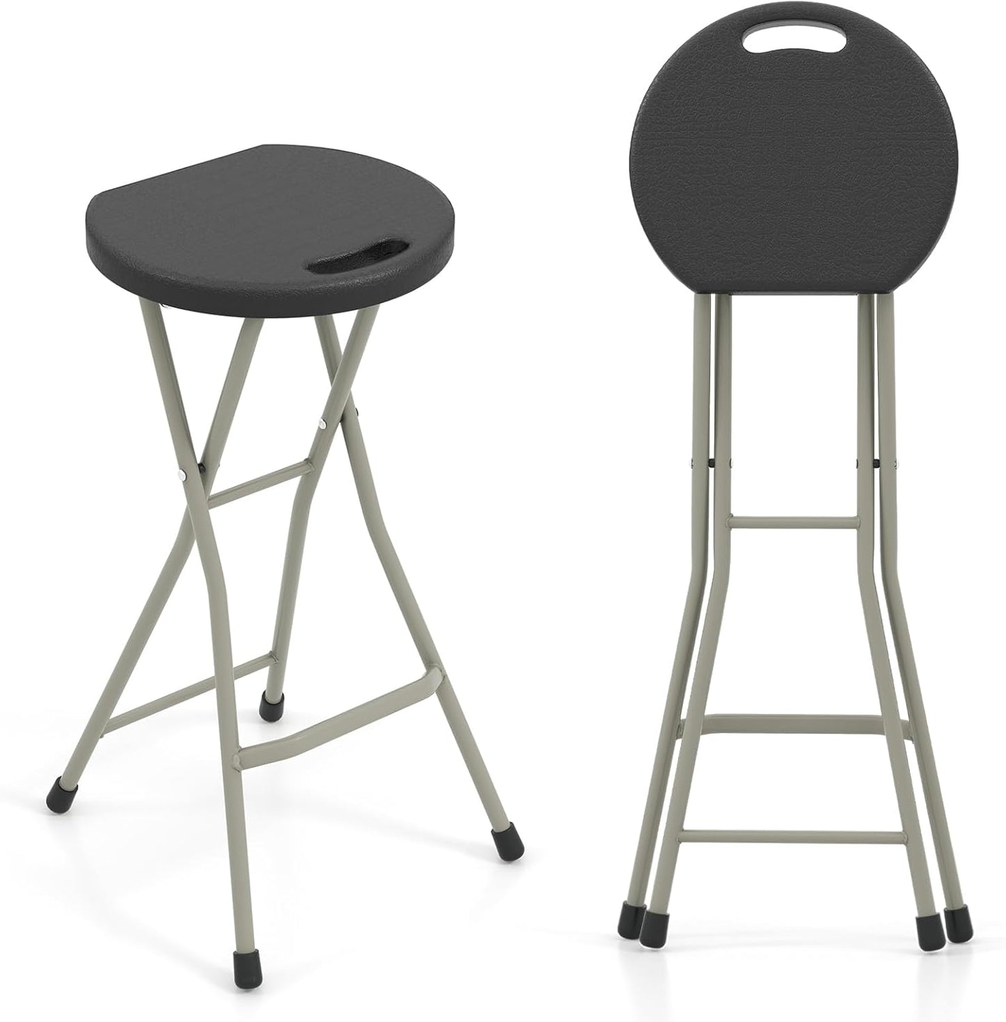 GYMAX Folding Stool, 28in Portable Collapsible Bar Stool with Handle & Steel Frame, 330lbs Sturdy Foldable Lightweight Metal Chair for Outdoor/Indoor Kitchen Home Bar, Assembly Free (Set of 1, 28inch)