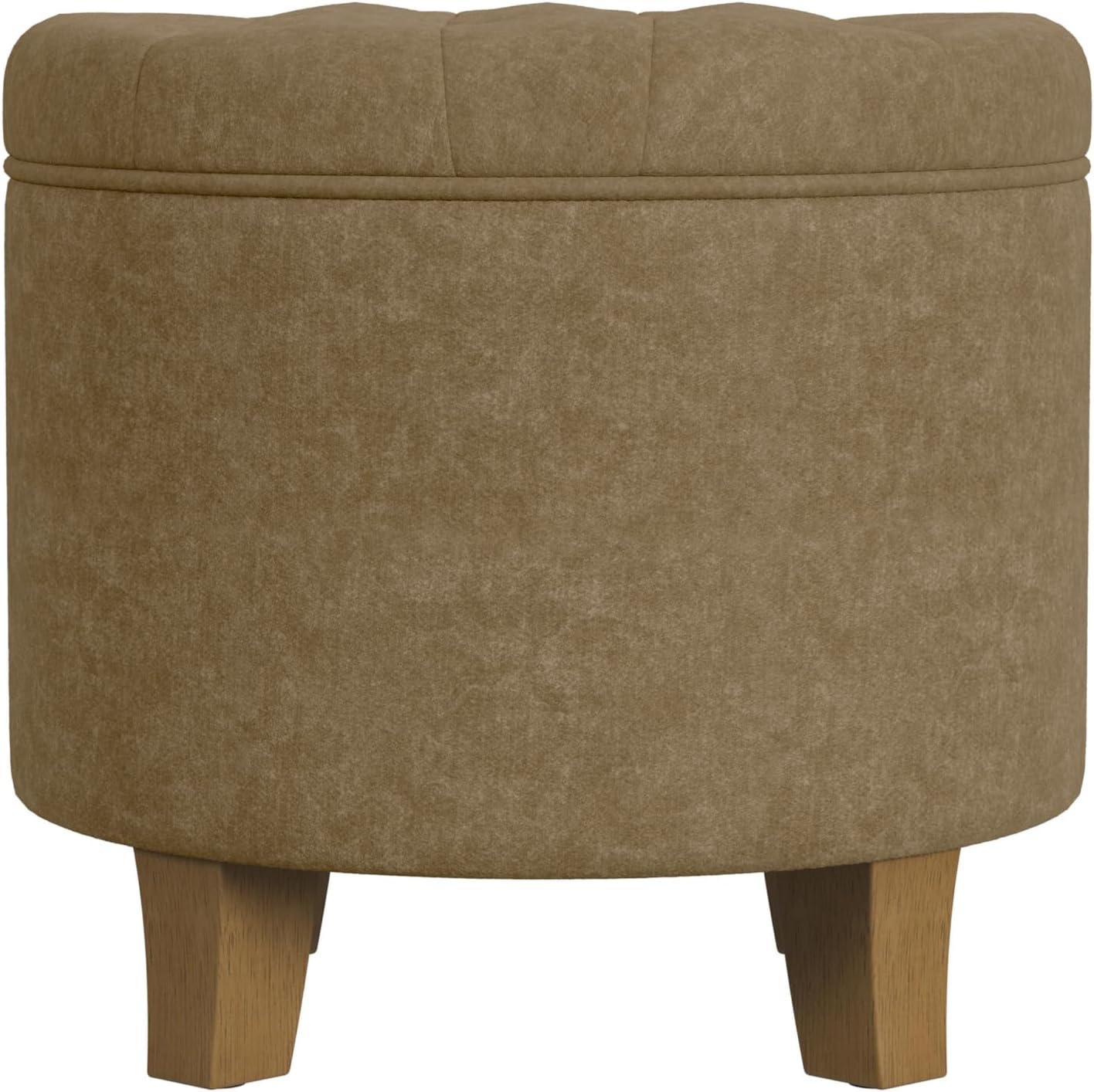 HomePop by Kinfine Fabric Upholstered Round Storage Ottoman - Button Tufted Ottoman with Removable Lid, Teal Woven