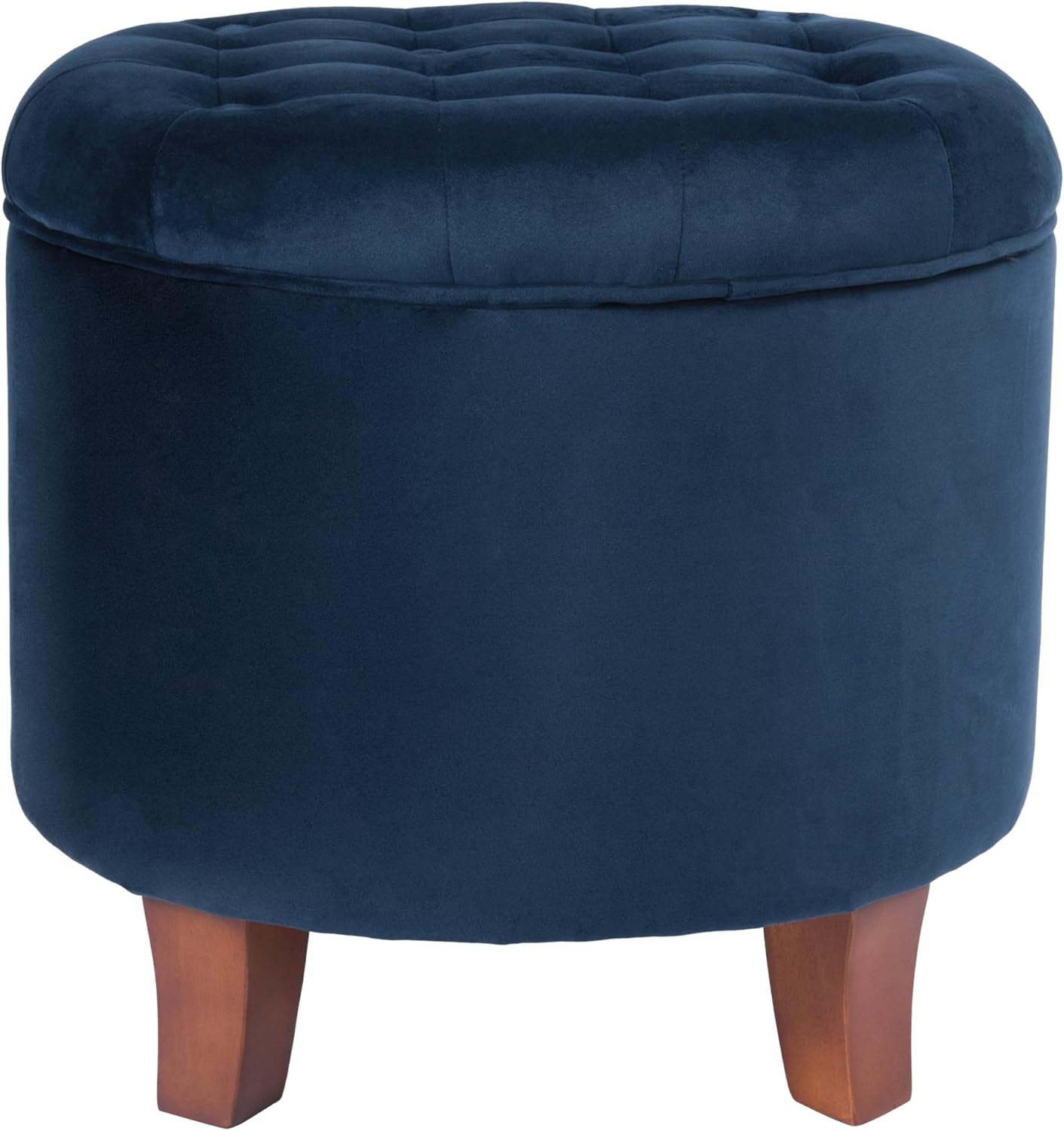 HomePop by Kinfine Fabric Upholstered Round Storage Ottoman - Button Tufted Ottoman with Removable Lid, Teal Woven