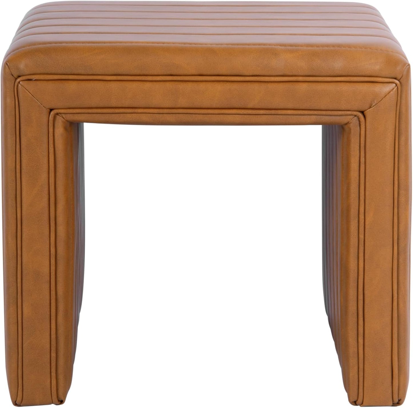 HomePop Modern Channel Tufted Ottoman Home Décor|Ottoman for Living Room & Bedroom - Cream Boucle