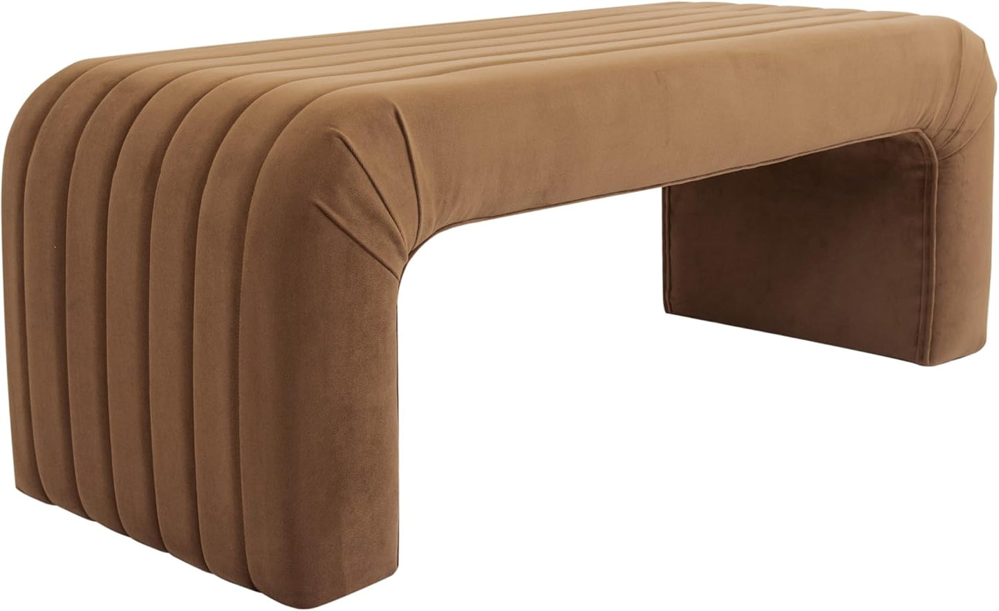 HomePop Modern Channel Tufted Ottoman Home Décor|Ottoman for Living Room & Bedroom - Cream Boucle