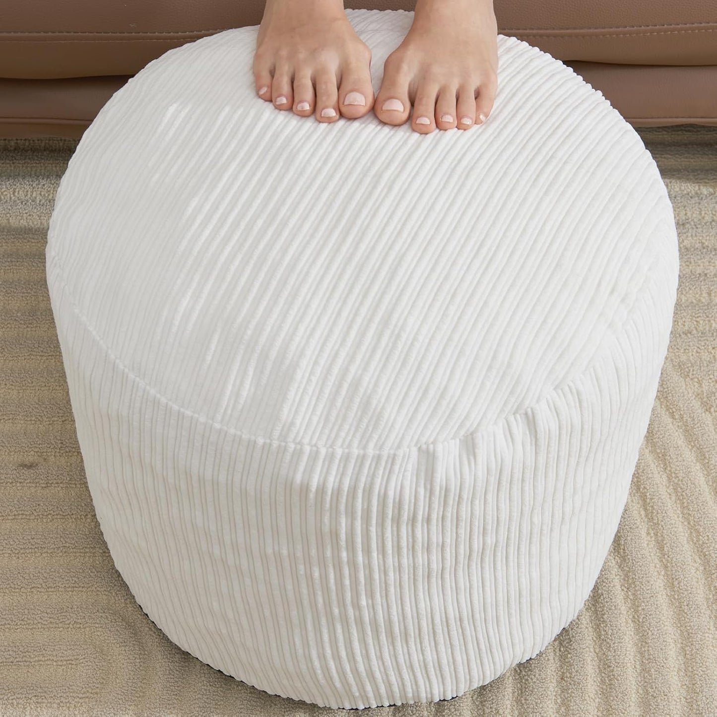 Pouf Ottoman Foot Stools with Foam Small Ottoman for Living Room Corduroy Ottomans Pouf 26x18 Floor Poufs Foot Rest for Chair Dark Grey Hassocks and Ottomans