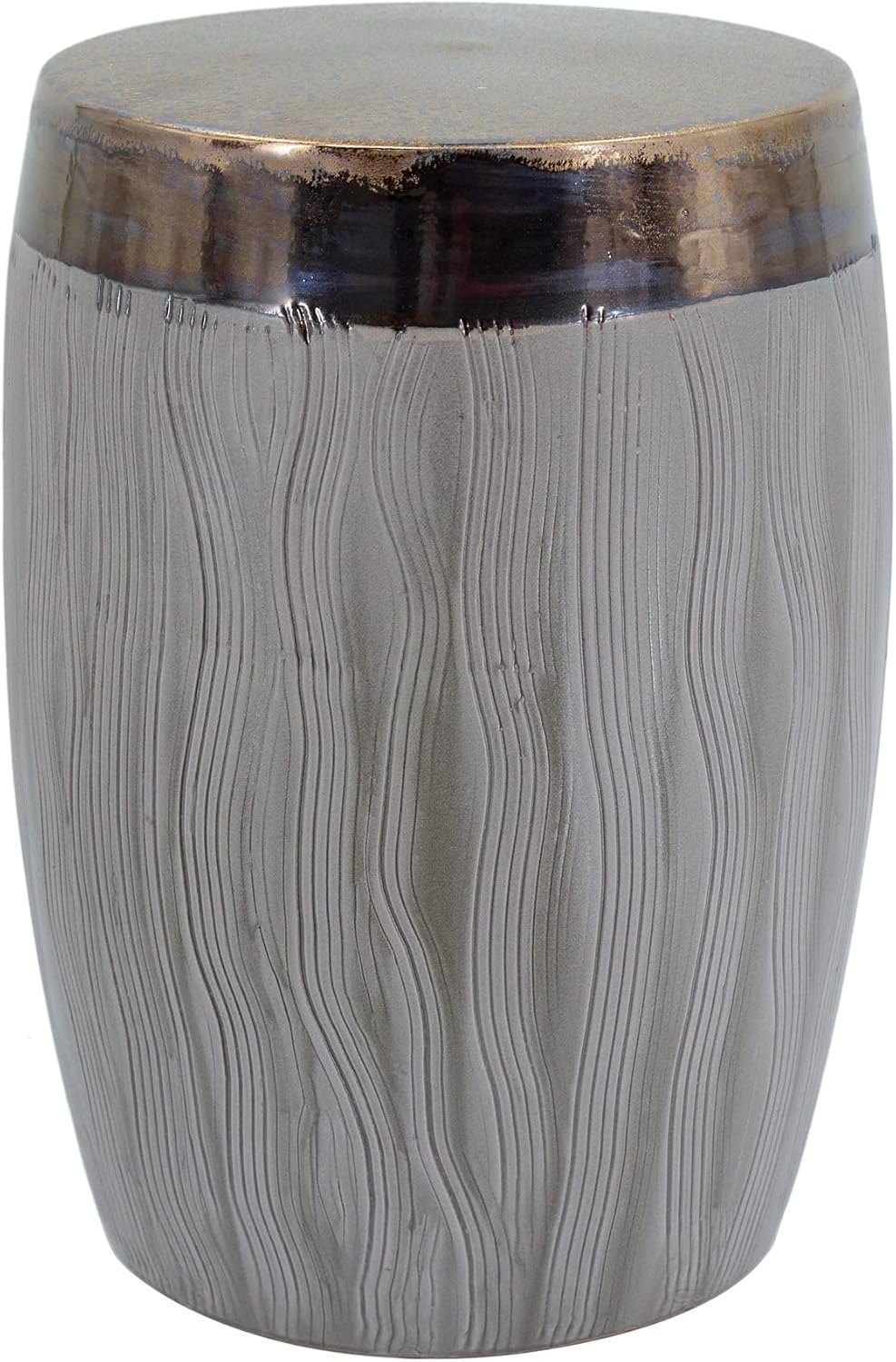 A&B Home Stool - Cream Round Ceramic Stool, Decorative Multipurpose Side Table, Living Room Bedroom Accent Table Plant Stand, 14" x 14" x 20"