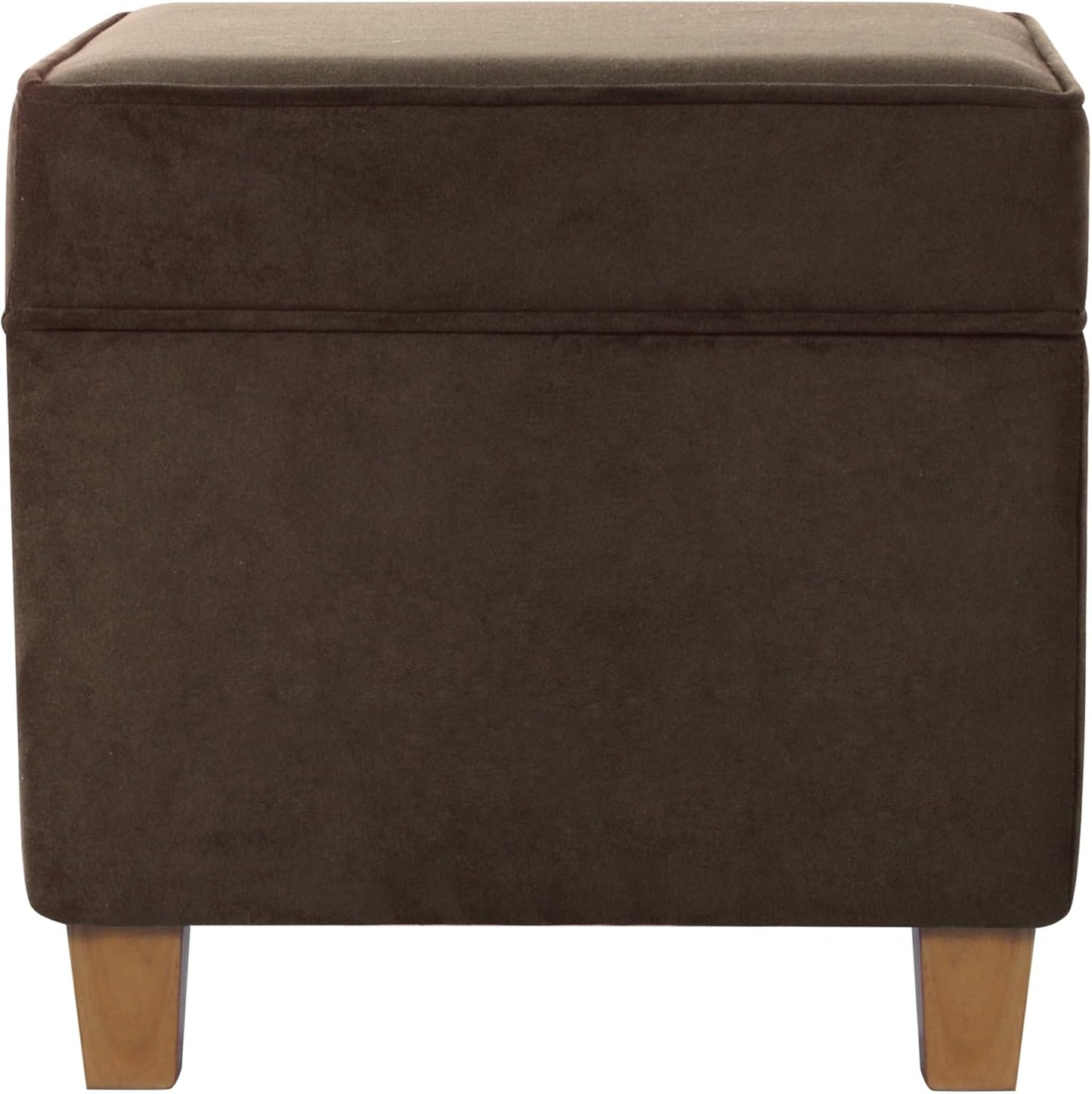 HomePop Leatherette Tufted Square Storage Ottoman with Hinged Lid, Brown Small