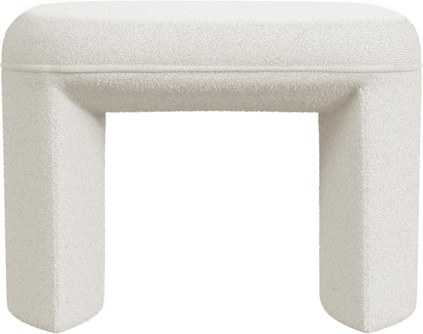 HomePop Modern Channel Tufted Ottoman Home Décor|Ottoman for Living Room & Bedroom - Cream Boucle