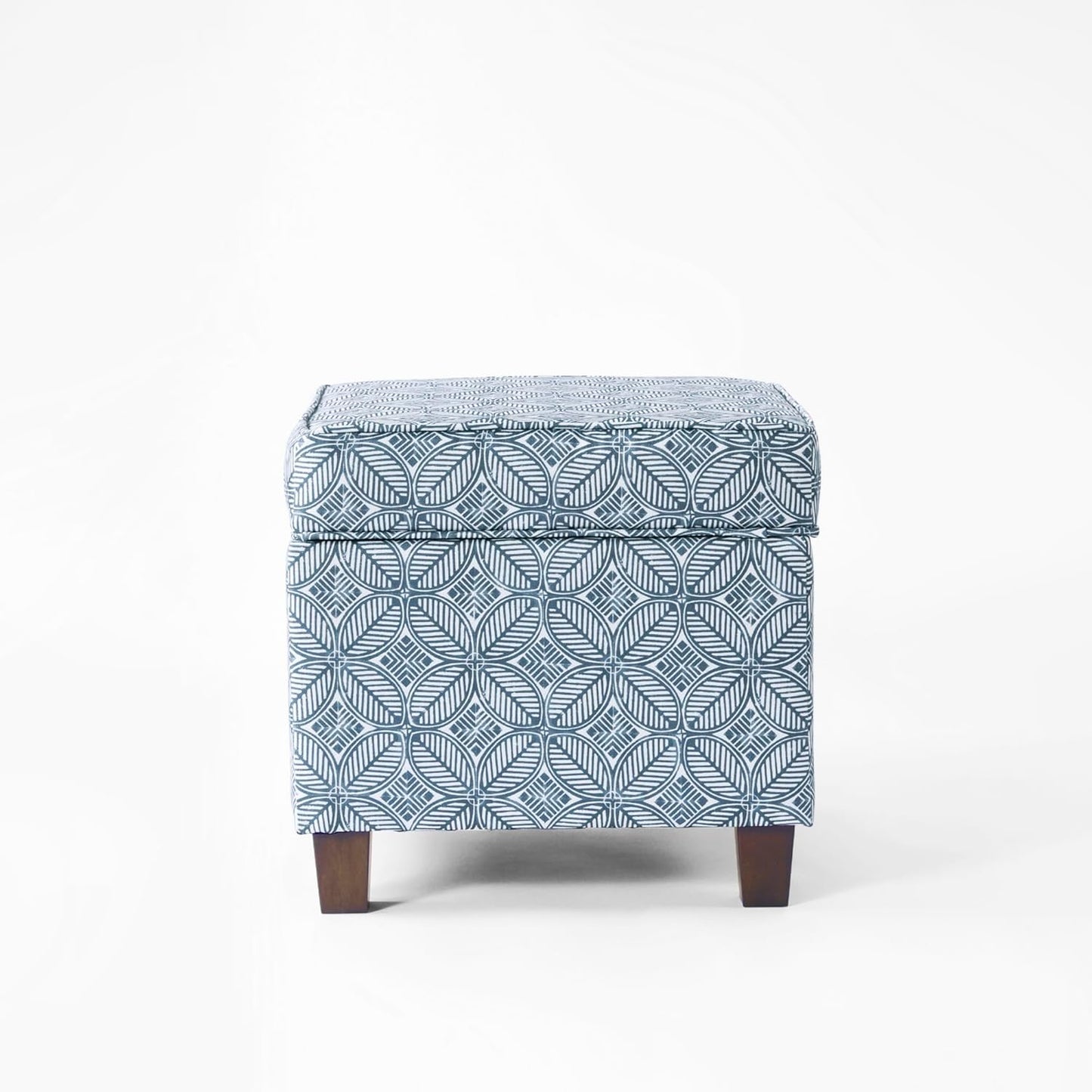 HomePop Leatherette Tufted Square Storage Ottoman with Hinged Lid, Brown Small