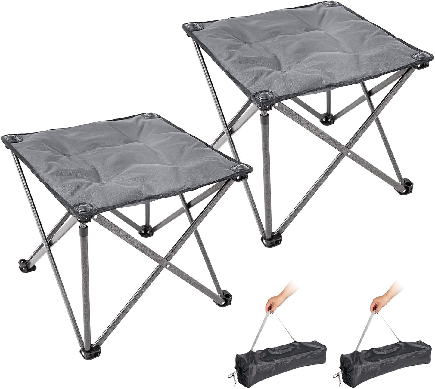 FUNDANGO Folding Camping Stool, 18.1 Inch Oversized Foot Rest 400 Lbs Heavy Duty Portable Padded Stools Seat Anti-Slip Foots & Carry Strap for Fishing Outdoor Lawn Travel (Blue)