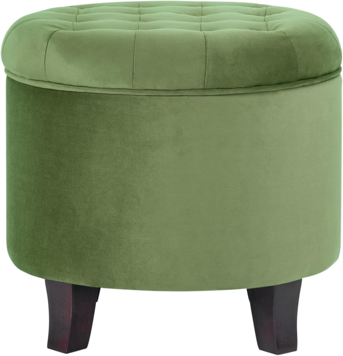 HomePop by Kinfine Fabric Upholstered Round Storage Ottoman - Button Tufted Ottoman with Removable Lid, Teal Woven