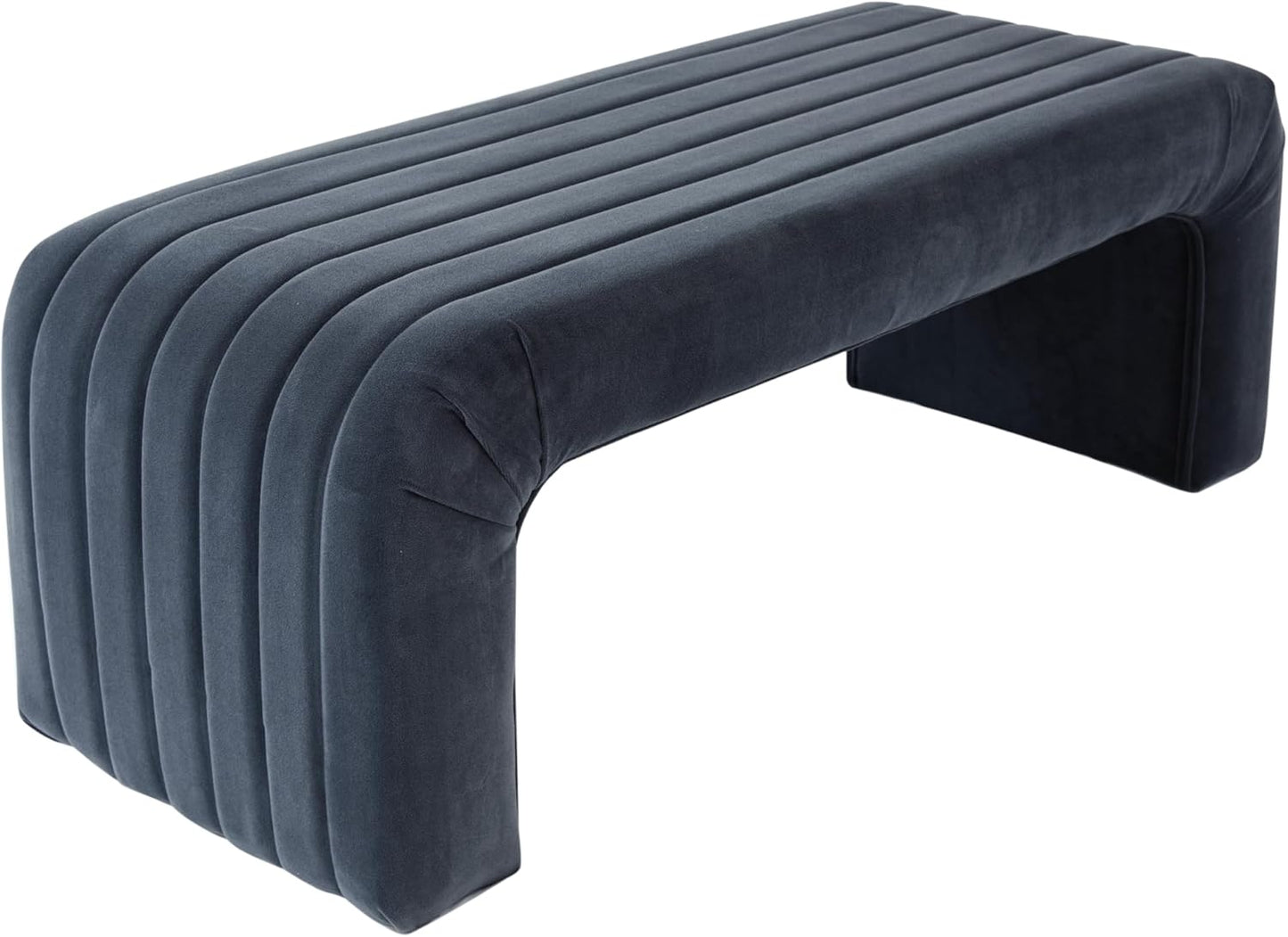 HomePop Modern Channel Tufted Ottoman Home Décor|Ottoman for Living Room & Bedroom - Cream Boucle