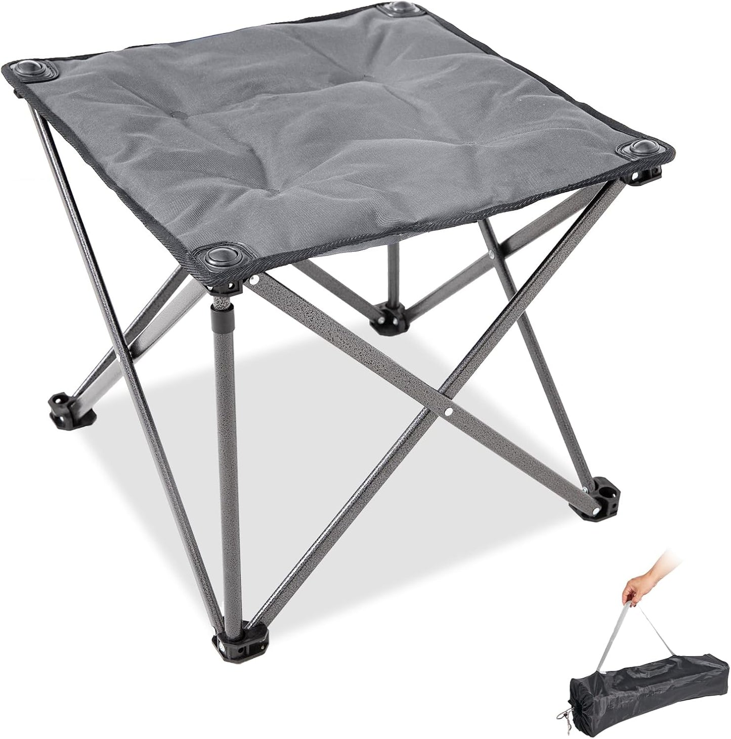FUNDANGO Folding Camping Stool, 18.1 Inch Oversized Foot Rest 400 Lbs Heavy Duty Portable Padded Stools Seat Anti-Slip Foots & Carry Strap for Fishing Outdoor Lawn Travel (Blue)