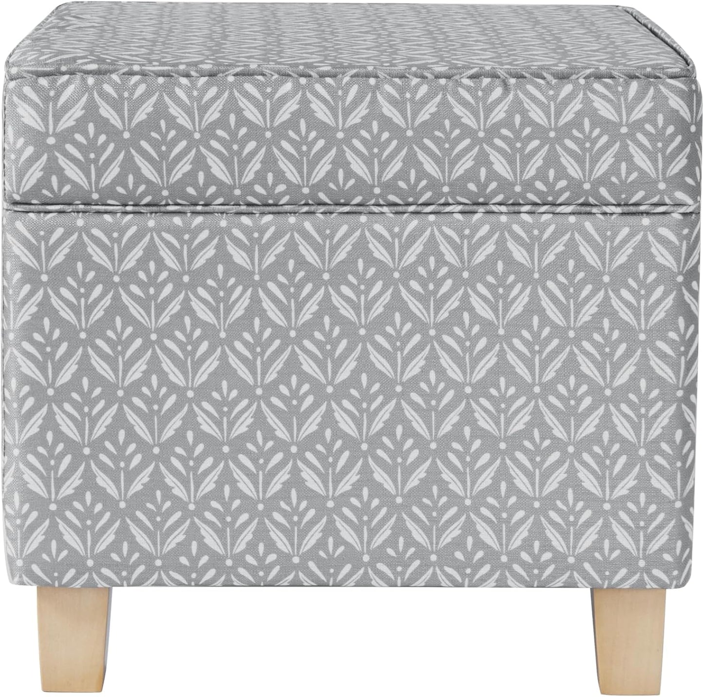 HomePop Leatherette Tufted Square Storage Ottoman with Hinged Lid, Brown Small