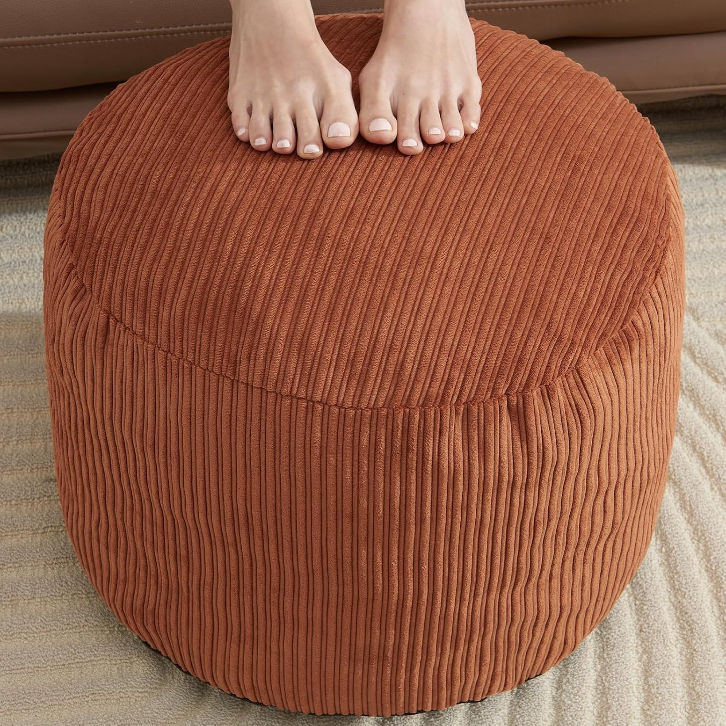 Pouf Ottoman Foot Stools with Foam Small Ottoman for Living Room Corduroy Ottomans Pouf 26x18 Floor Poufs Foot Rest for Chair Dark Grey Hassocks and Ottomans