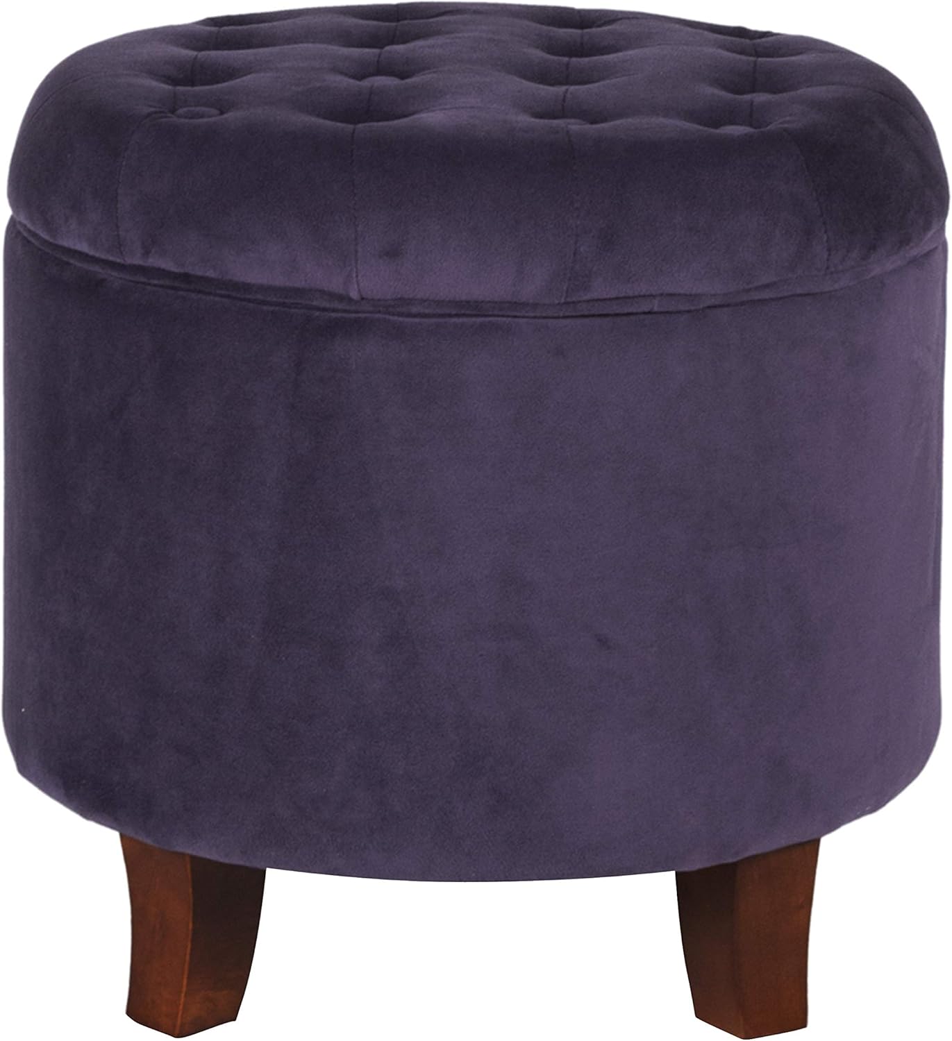 HomePop by Kinfine Fabric Upholstered Round Storage Ottoman - Button Tufted Ottoman with Removable Lid, Teal Woven