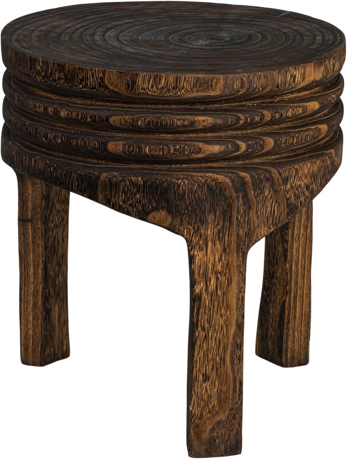 Creative Co-Op Boho Hand-Carved Paulownia Wood Stool, Natural
