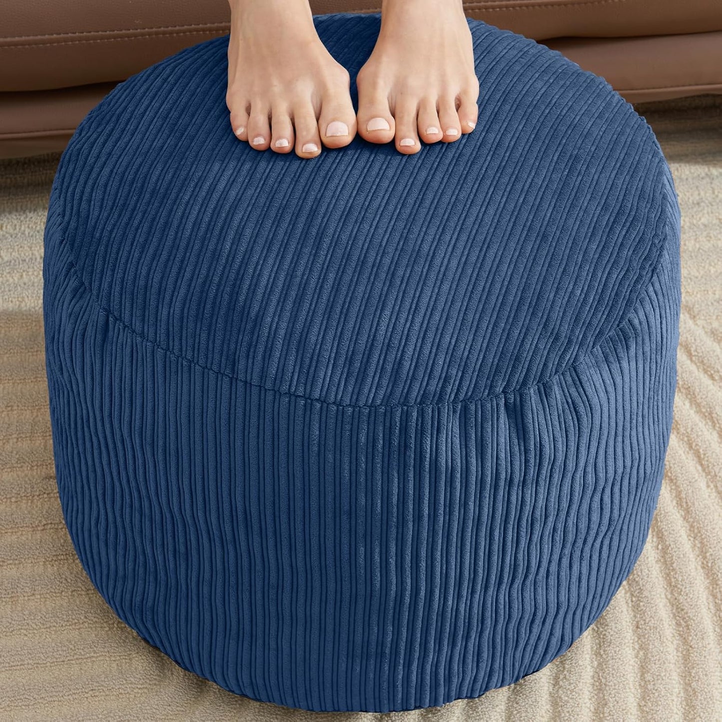 Pouf Ottoman Foot Stools with Foam Small Ottoman for Living Room Corduroy Ottomans Pouf 26x18 Floor Poufs Foot Rest for Chair Dark Grey Hassocks and Ottomans