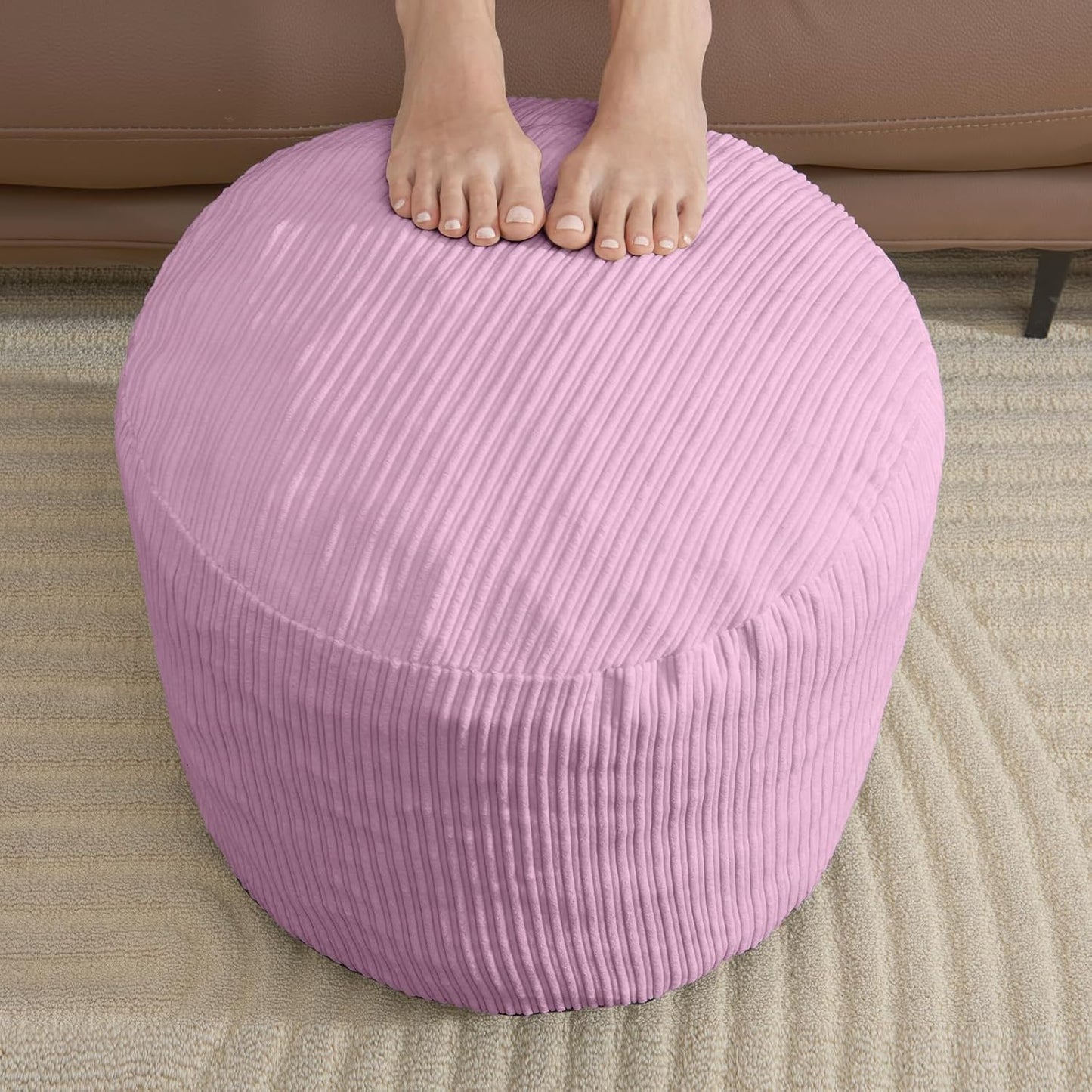 Pouf Ottoman Foot Stools with Foam Small Ottoman for Living Room Corduroy Ottomans Pouf 26x18 Floor Poufs Foot Rest for Chair Dark Grey Hassocks and Ottomans