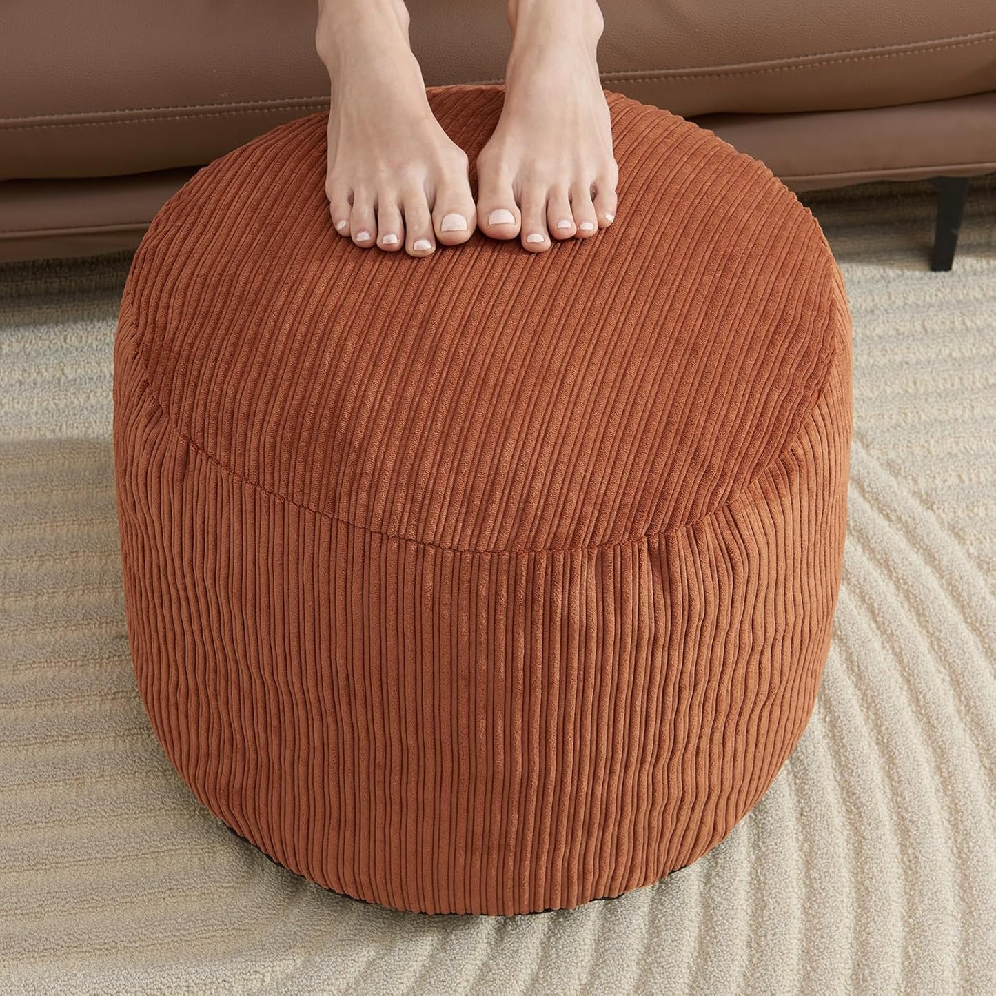 Pouf Ottoman Foot Stools with Foam Small Ottoman for Living Room Corduroy Ottomans Pouf 26x18 Floor Poufs Foot Rest for Chair Dark Grey Hassocks and Ottomans
