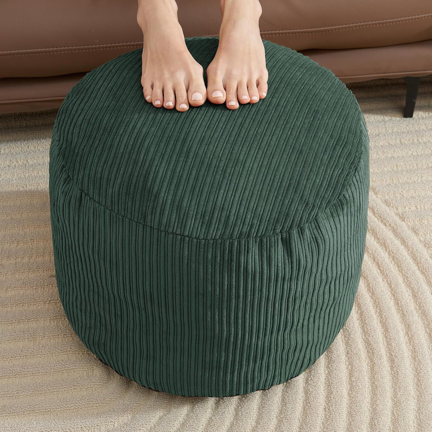Pouf Ottoman Foot Stools with Foam Small Ottoman for Living Room Corduroy Ottomans Pouf 26x18 Floor Poufs Foot Rest for Chair Dark Grey Hassocks and Ottomans