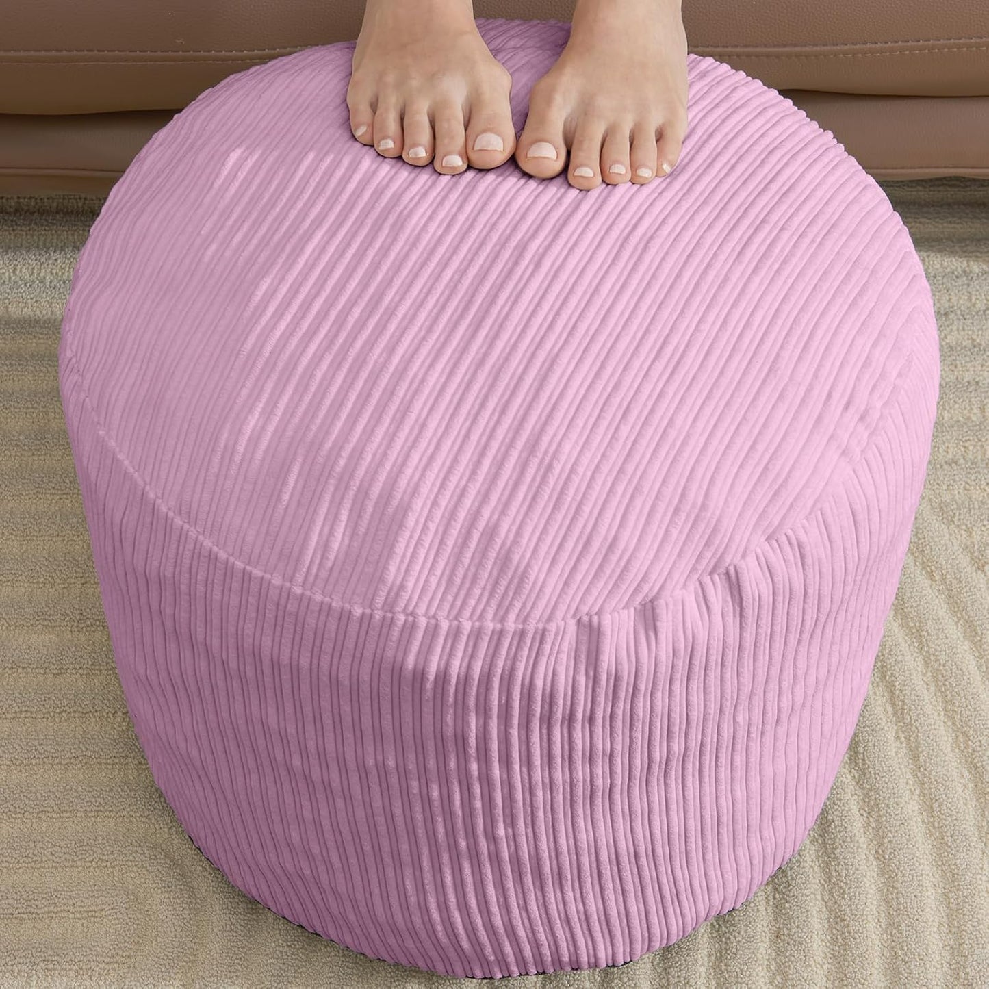 Pouf Ottoman Foot Stools with Foam Small Ottoman for Living Room Corduroy Ottomans Pouf 26x18 Floor Poufs Foot Rest for Chair Dark Grey Hassocks and Ottomans