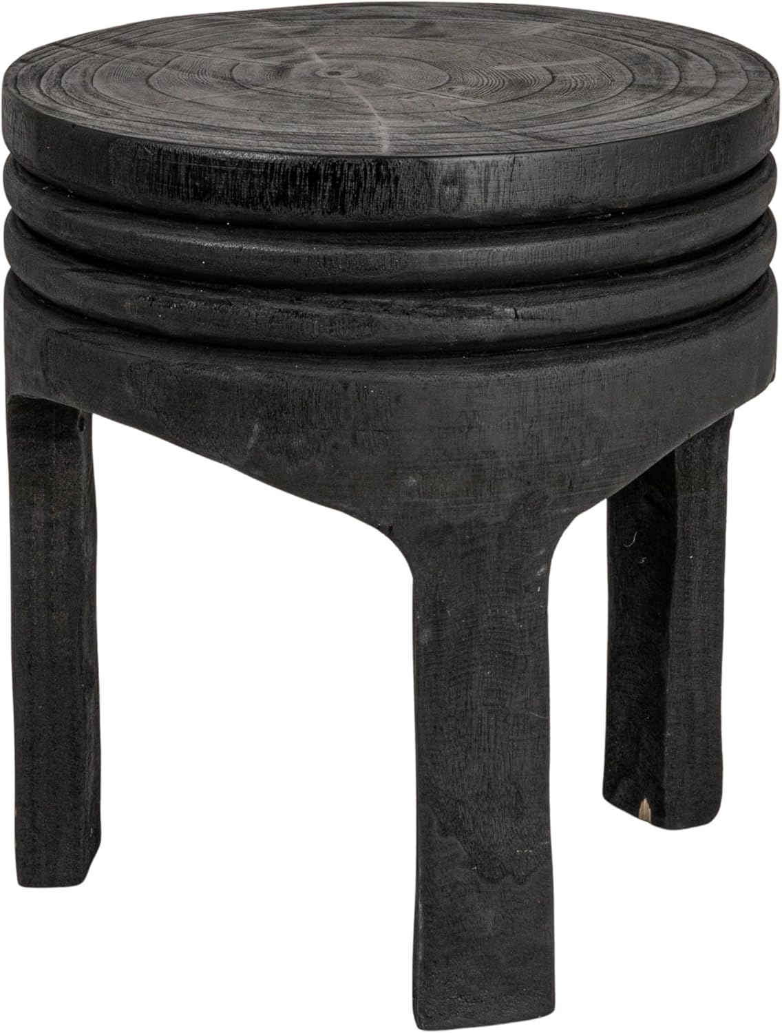 Creative Co-Op Boho Hand-Carved Paulownia Wood Stool, Natural