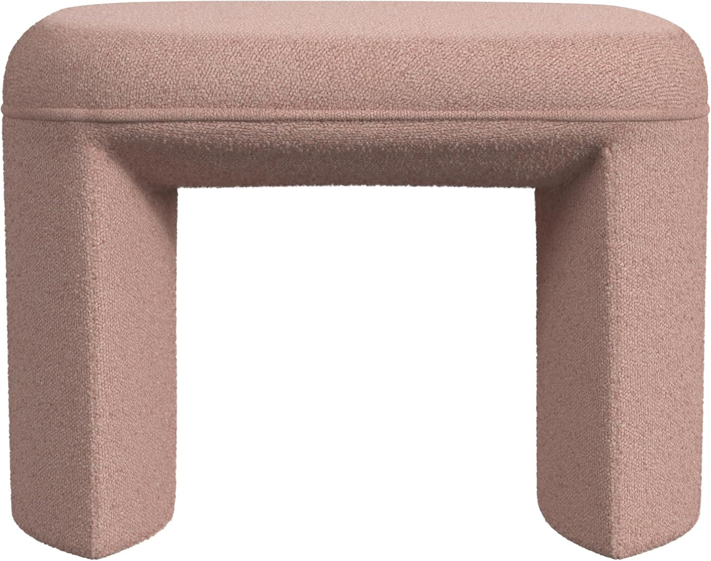 HomePop Modern Channel Tufted Ottoman Home Décor|Ottoman for Living Room & Bedroom - Cream Boucle