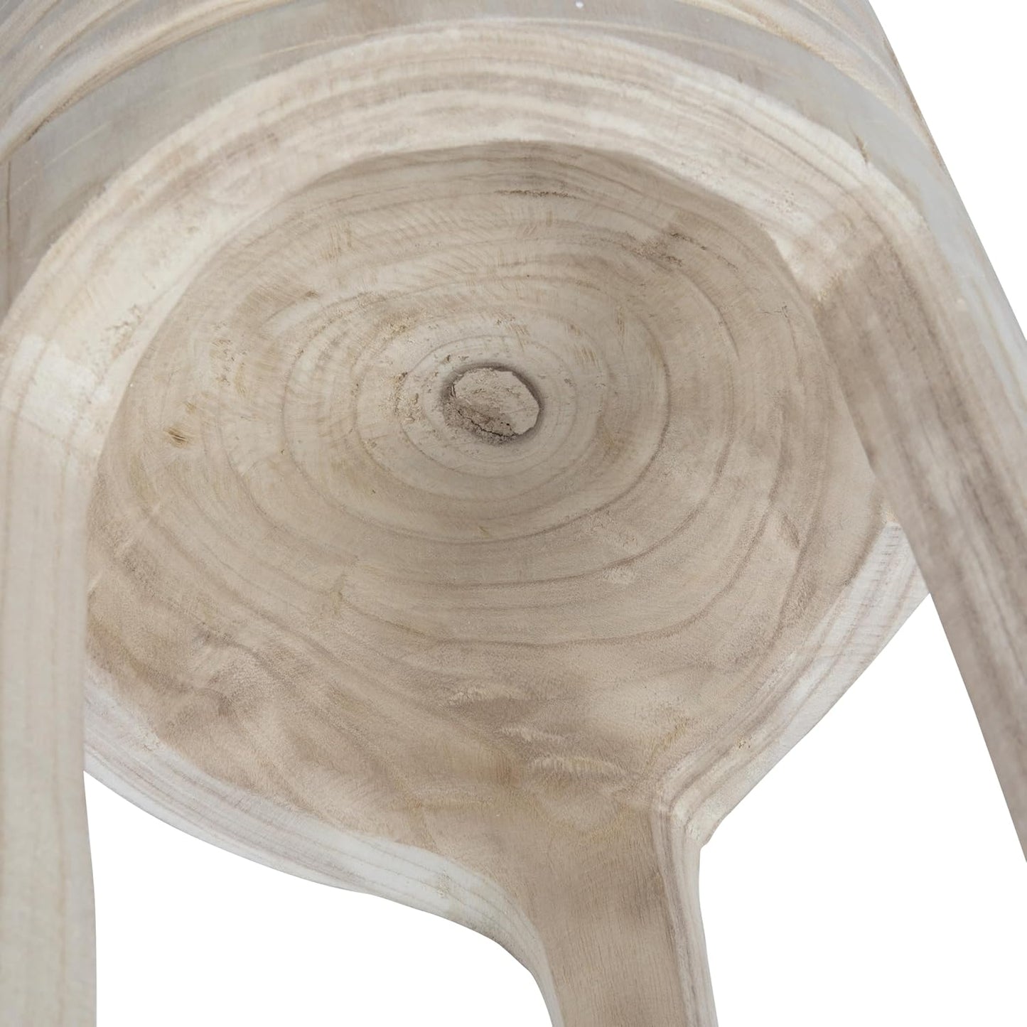 Creative Co-Op Boho Hand-Carved Paulownia Wood Stool, Natural