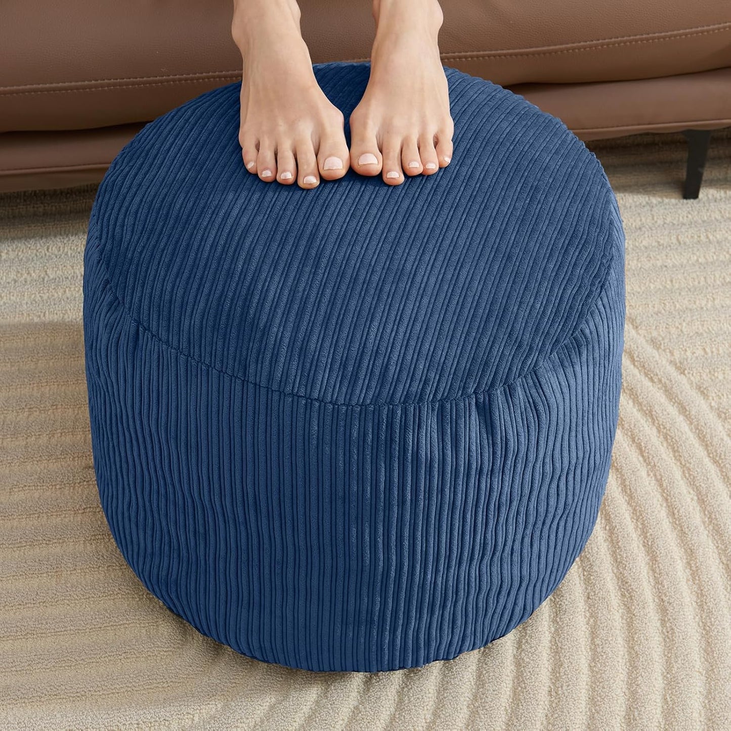 Pouf Ottoman Foot Stools with Foam Small Ottoman for Living Room Corduroy Ottomans Pouf 26x18 Floor Poufs Foot Rest for Chair Dark Grey Hassocks and Ottomans