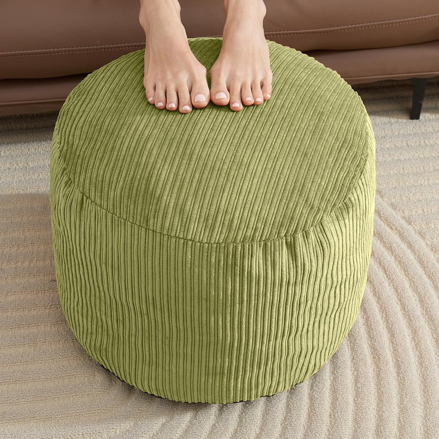 Pouf Ottoman Foot Stools with Foam Small Ottoman for Living Room Corduroy Ottomans Pouf 26x18 Floor Poufs Foot Rest for Chair Dark Grey Hassocks and Ottomans