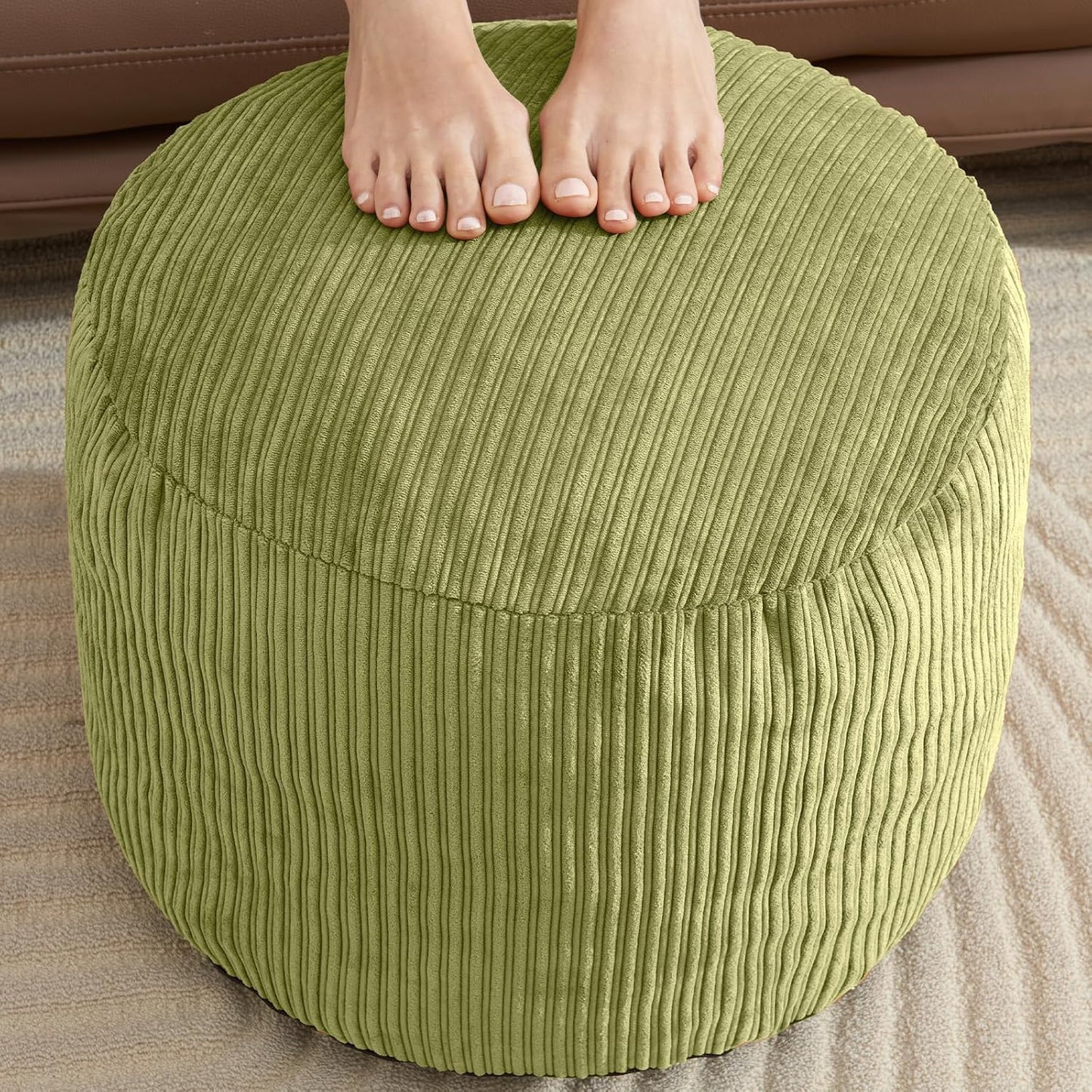Pouf Ottoman Foot Stools with Foam Small Ottoman for Living Room Corduroy Ottomans Pouf 26x18 Floor Poufs Foot Rest for Chair Dark Grey Hassocks and Ottomans