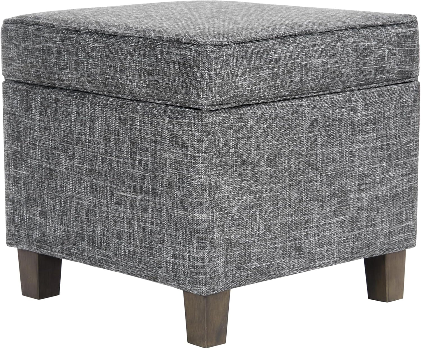 HomePop Leatherette Tufted Square Storage Ottoman with Hinged Lid, Brown Small