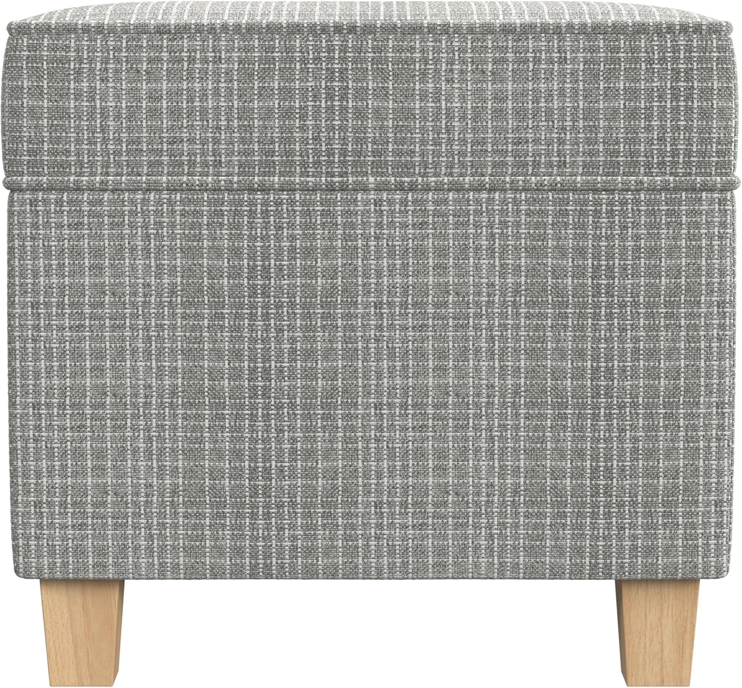 HomePop Leatherette Tufted Square Storage Ottoman with Hinged Lid, Brown Small