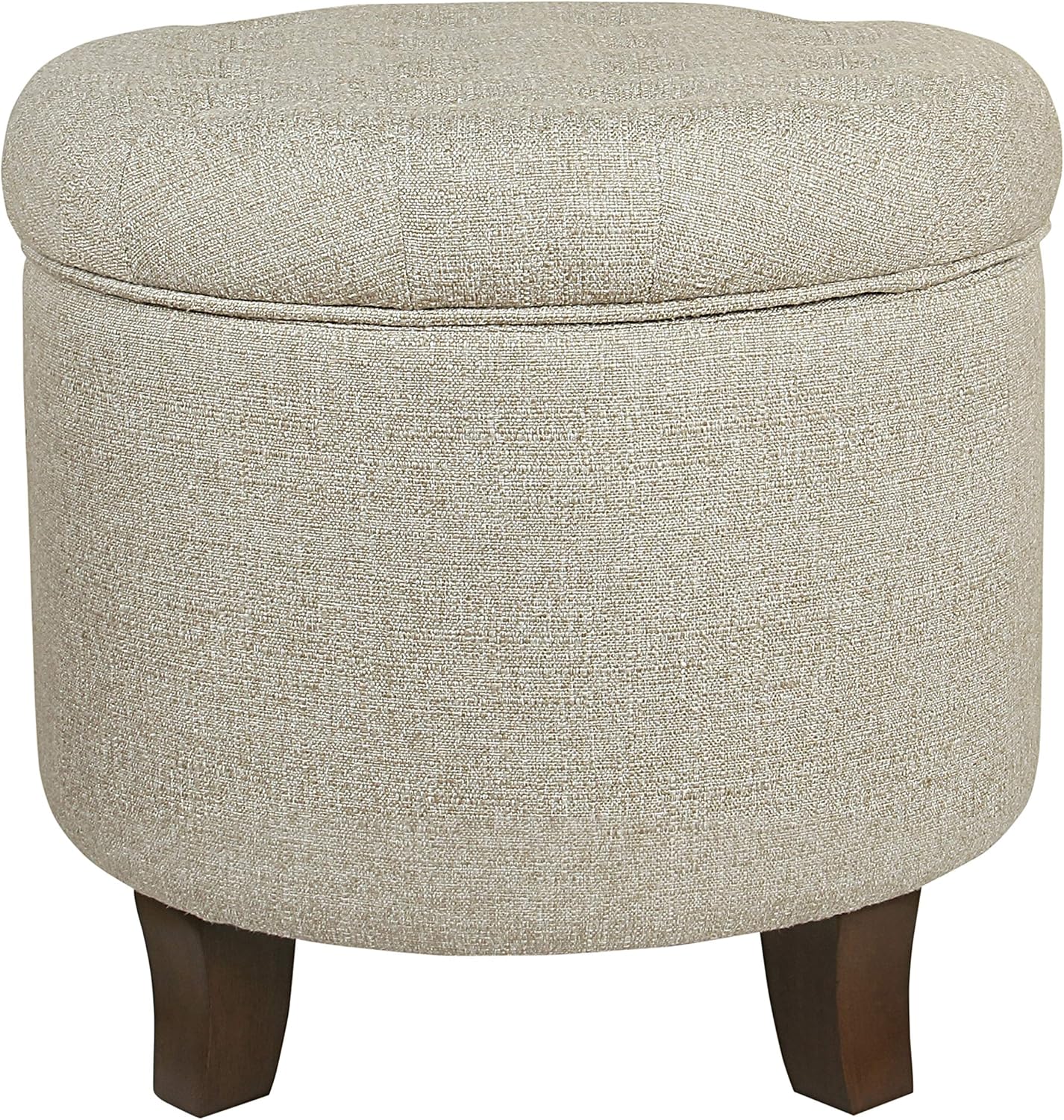 HomePop by Kinfine Fabric Upholstered Round Storage Ottoman - Button Tufted Ottoman with Removable Lid, Teal Woven