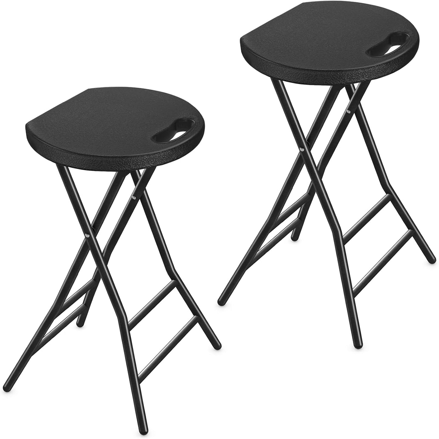 TAVR Furniture Portable Folding Chair with Handle, Heavy Duty Round Fold Stool Chair with 500lbs Capacity for Adults, 18 Inch Foldable Stool for Dorm, Kitchen, Vanity, Church and Outdoor use