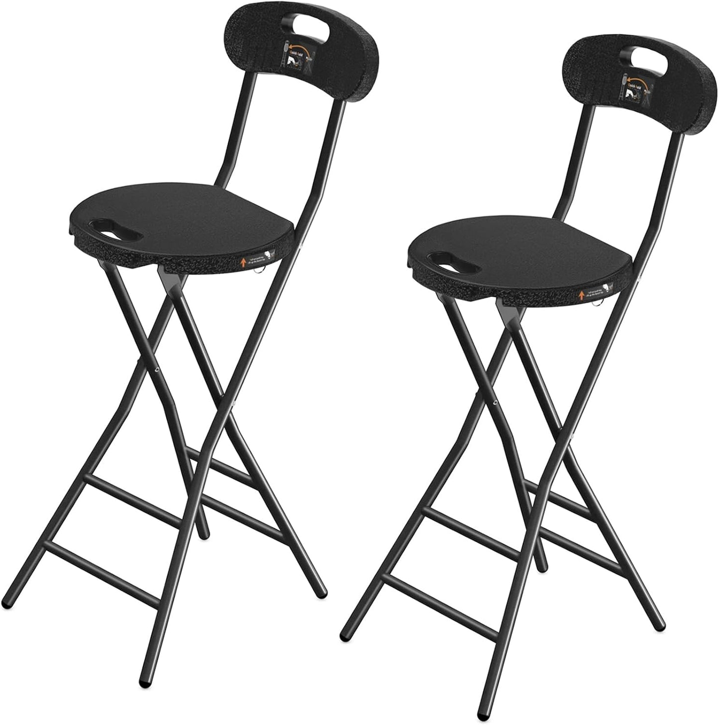 Rfiver Folding Stool with Back, Heavy Duty Foldable Stools for Adults with Handle, Portable Folding Stool Chair (18 inch Set of 1)