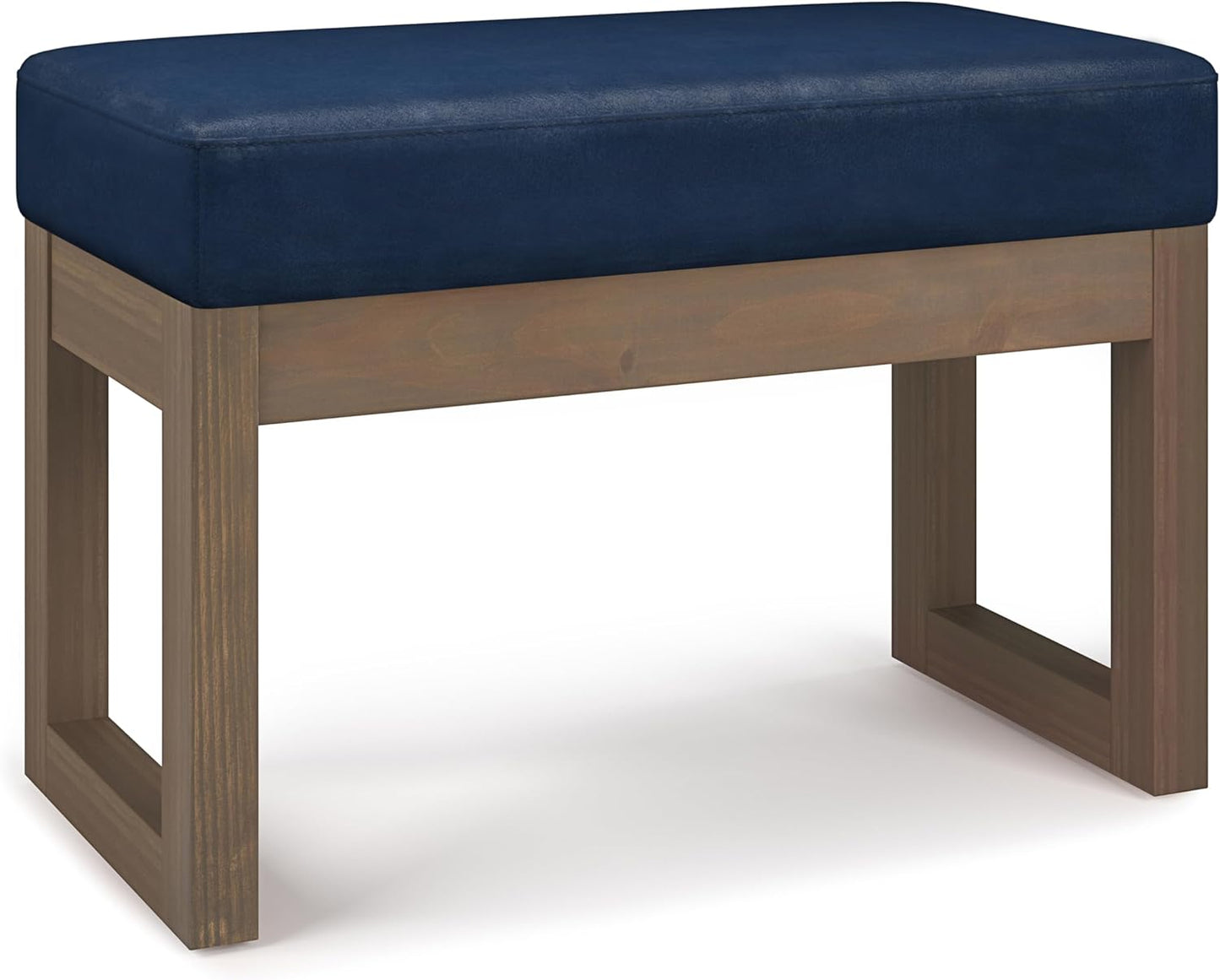 SIMPLIHOME Milltown 27 inch Wide Contemporary Rectangle Footstool Ottoman Bench in Grey Linen Look Fabric, Assembled, for the Living Room and Bedroom