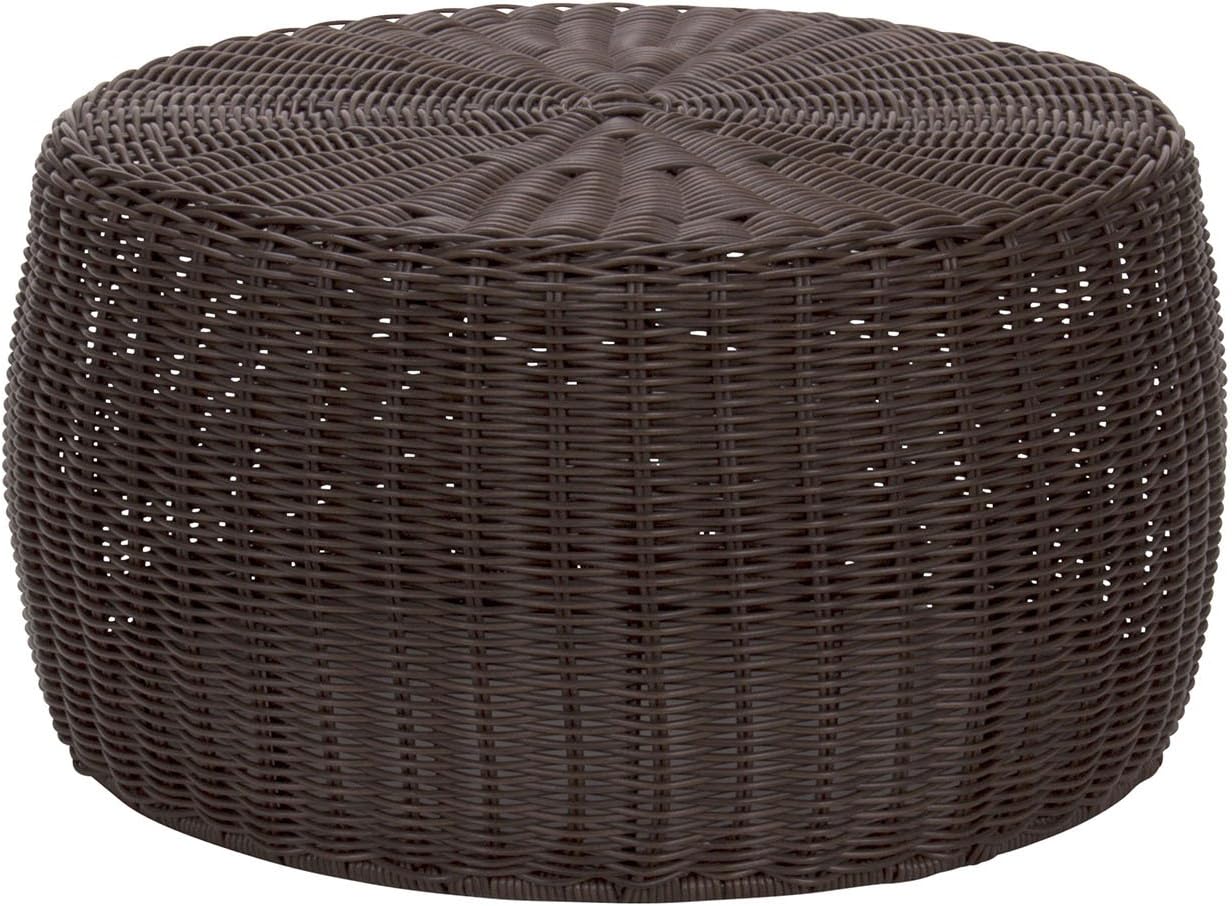 Household Essentials ML-5005 Resin Wicker Footstool Ottoman | Brown(16"D x 16"W x 9"H)